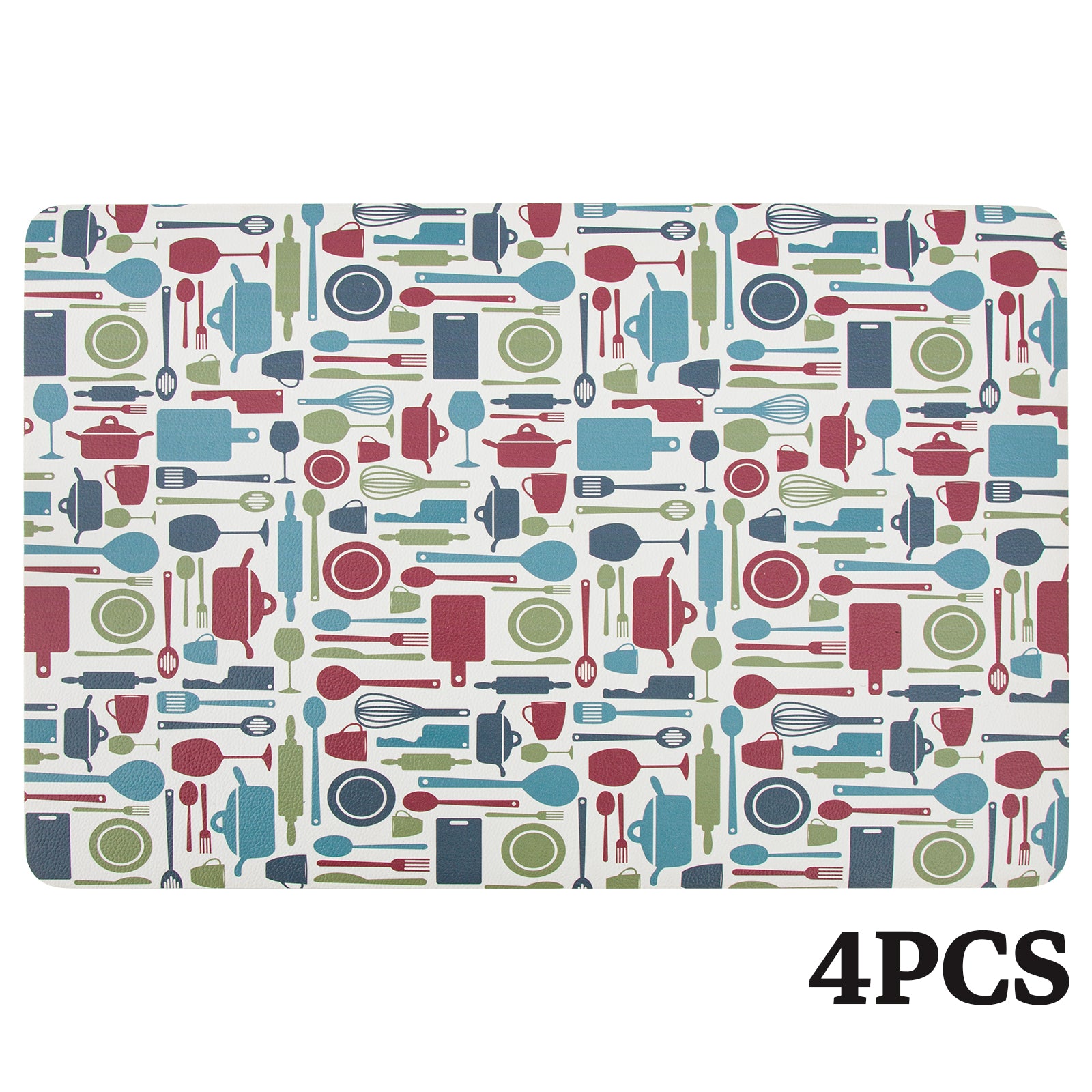 RAY STAR Set of 4 Foam Placemat Kitchen Utensil Print