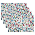 RAY STAR Set of 4 Foam Placemat Kitchen Utensil Print