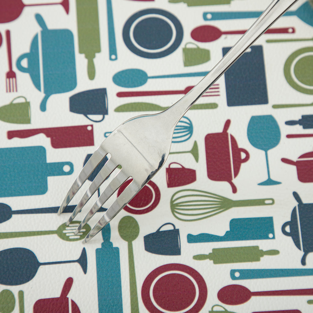 RAY STAR Set of 4 Foam Placemat Kitchen Utensil Print