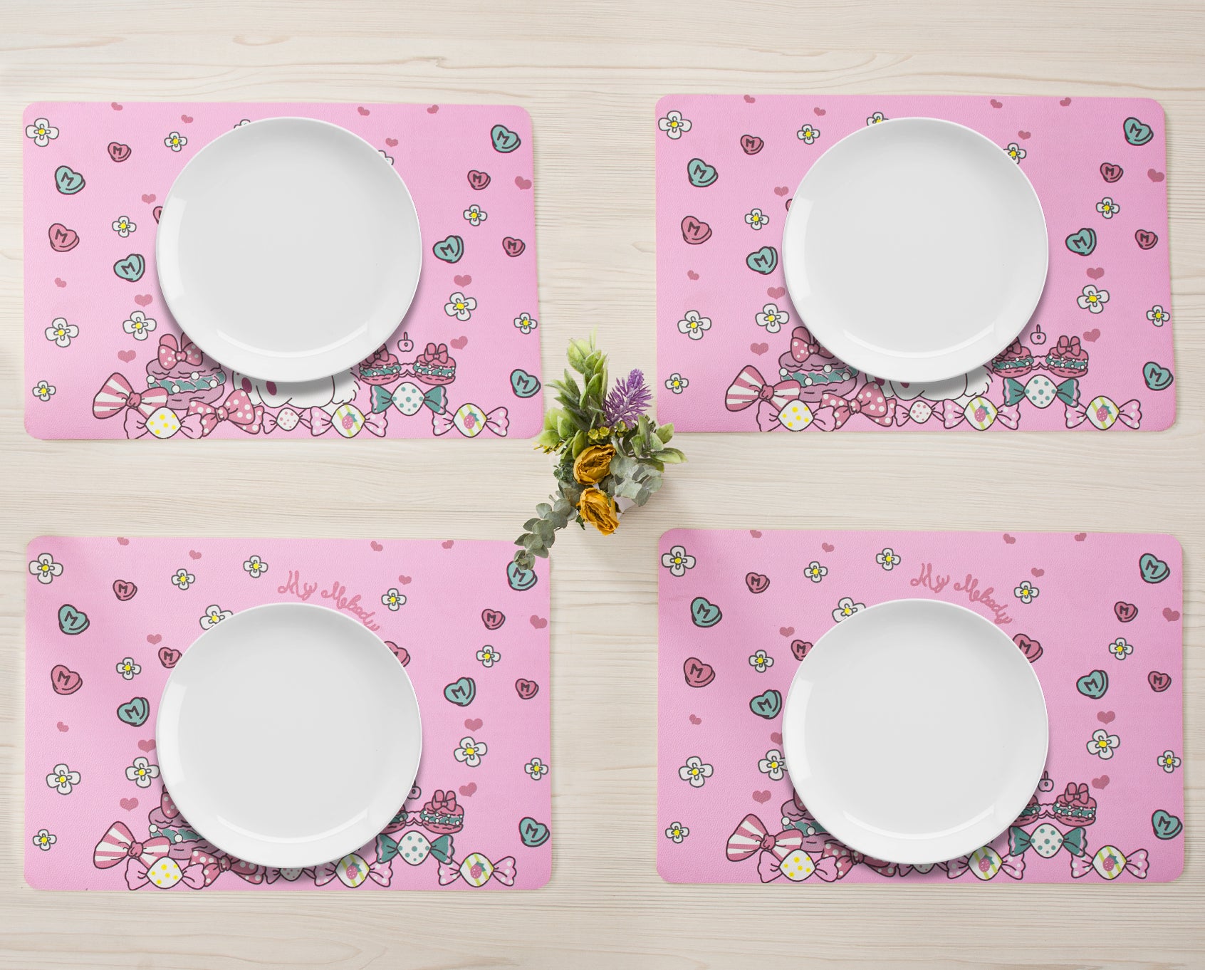 RAY STAR Set of 4 Foam Placemat Melody Kawaii Foam Placemats Set of 4