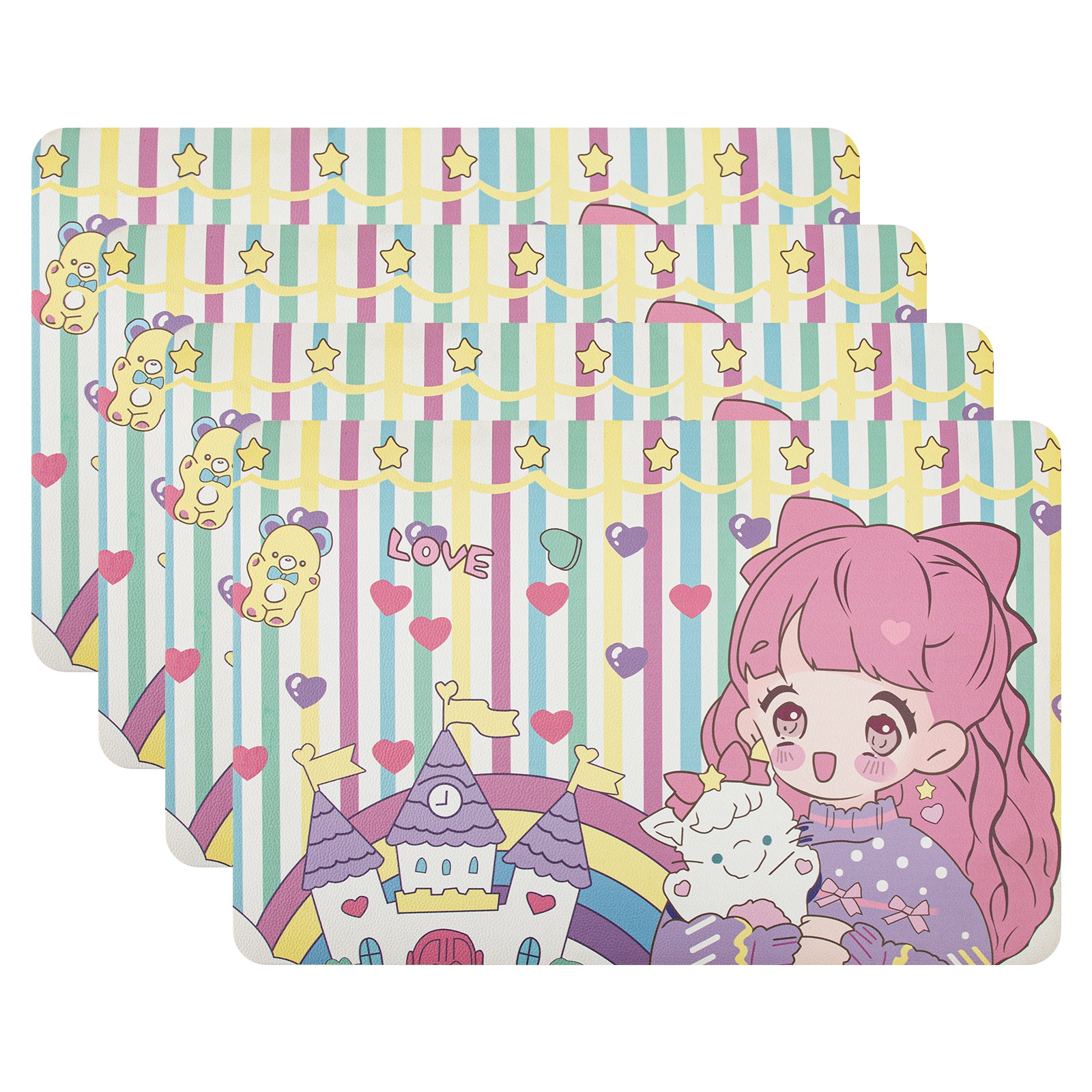 RAY STAR Set of 4 Foam Placemat Memory Cute Fairycore Table Decor for Teens & Cute Aesthetic Lovers