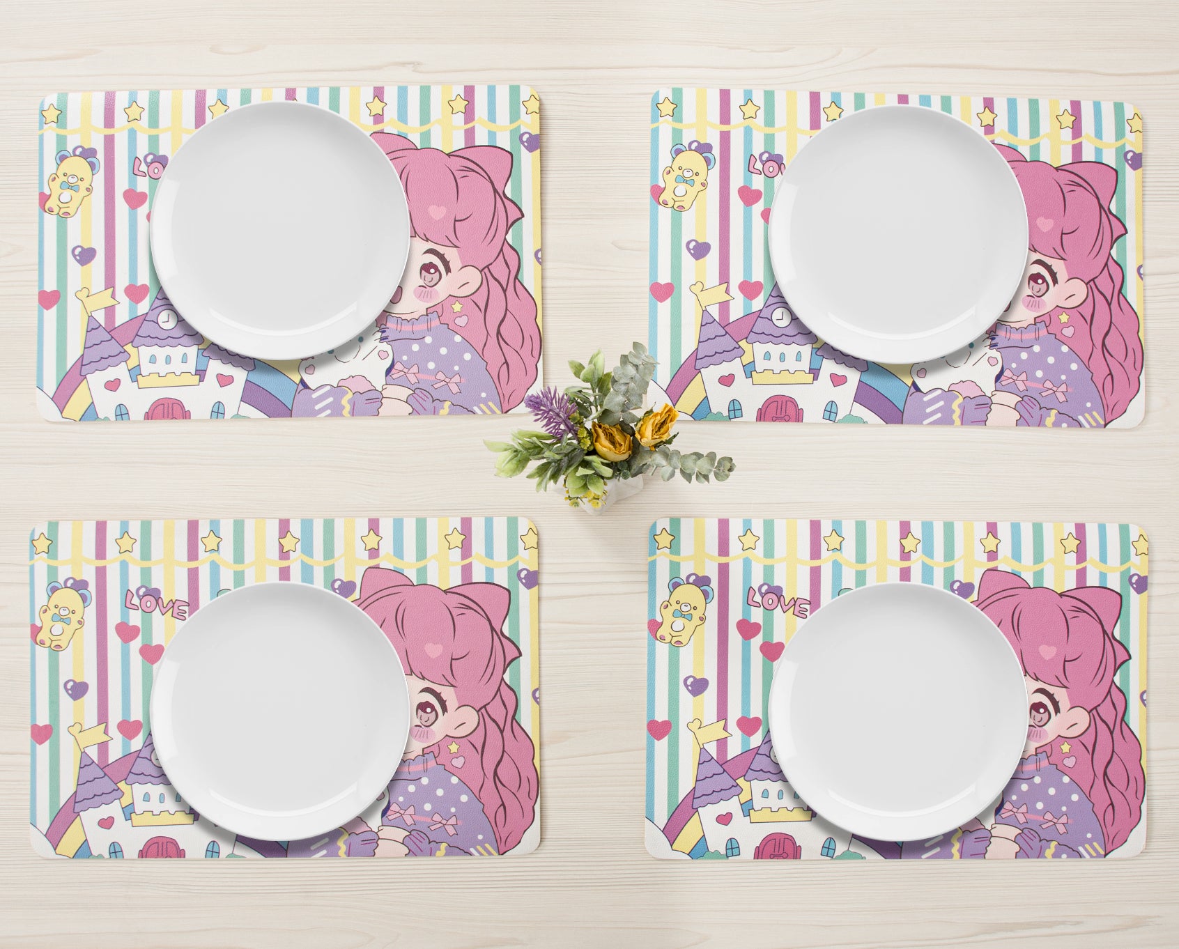 RAY STAR Set of 4 Foam Placemat Memory Cute Fairycore Table Decor for Teens & Cute Aesthetic Lovers