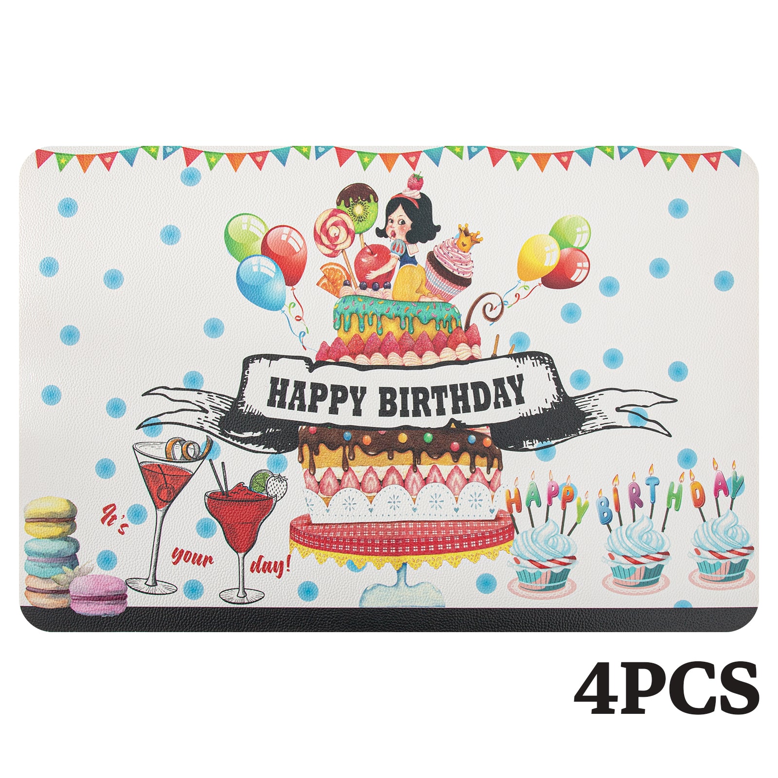 RAY STAR Set of 4 Foam Placemat Memory Whimsical Snow White Birthday