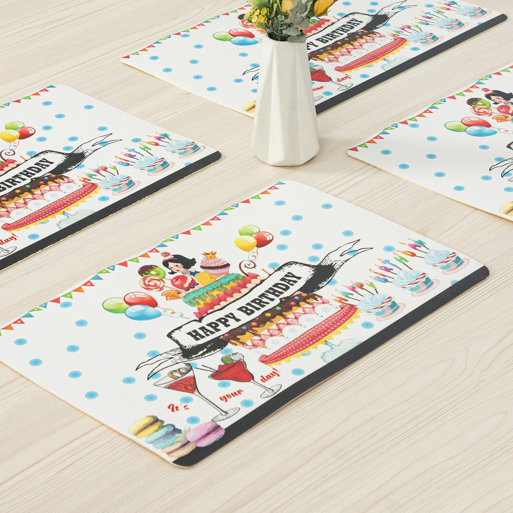 RAY STAR Set of 4 Foam Placemat Memory Whimsical Snow White Birthday