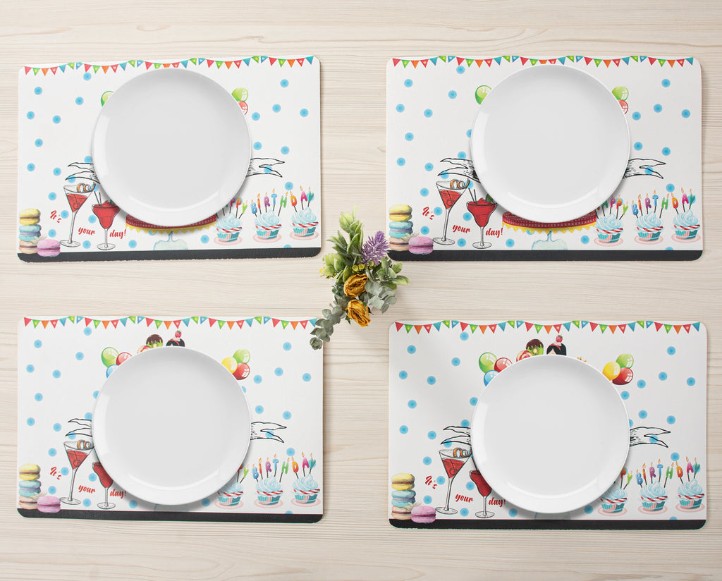 RAY STAR Set of 4 Foam Placemat Memory Whimsical Snow White Birthday