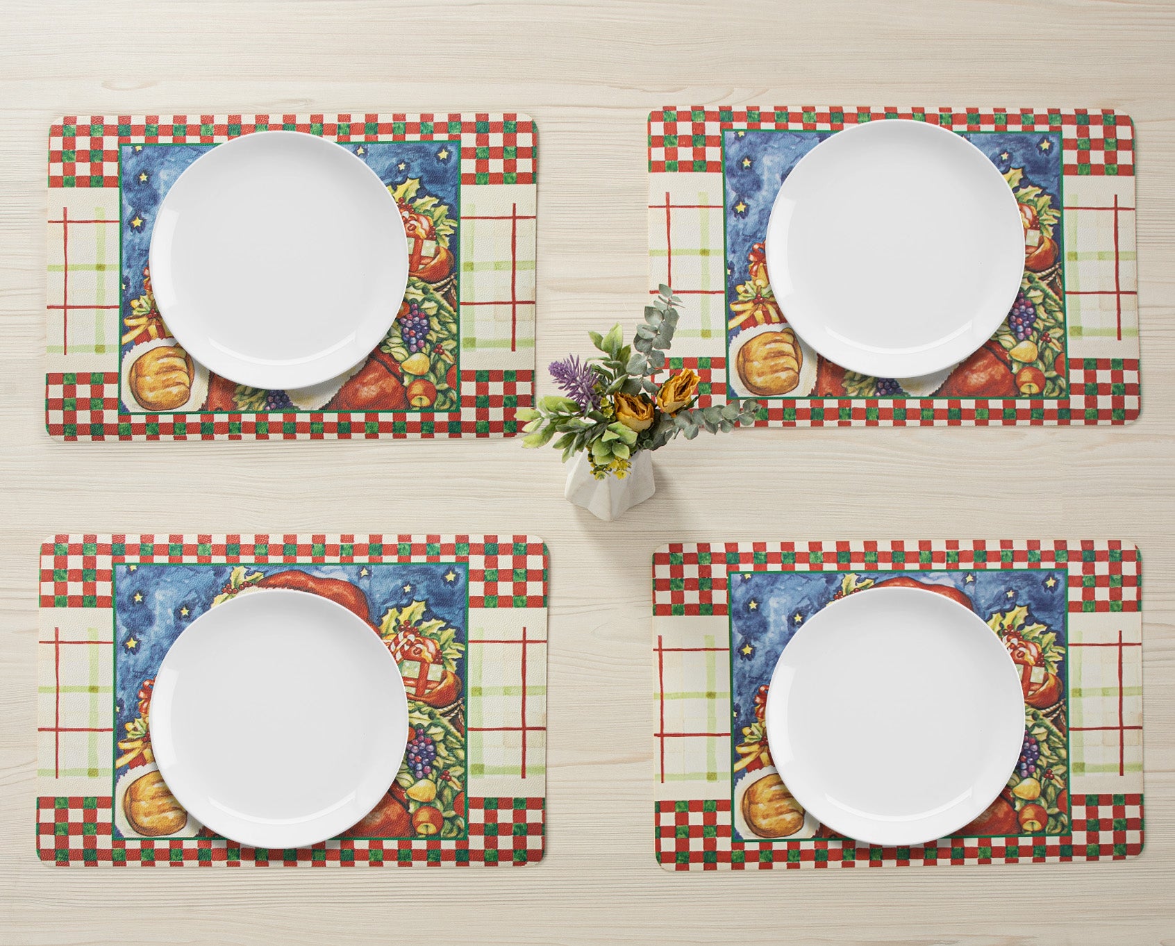 RAY STAR Set of 4 Foam Placemat Santa Claus Christmas