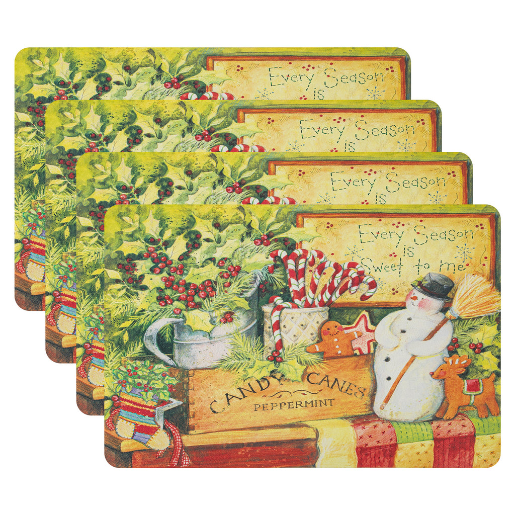 RAY STAR Set of 4 Foam Placemat Vintage Christmas Sweet Season