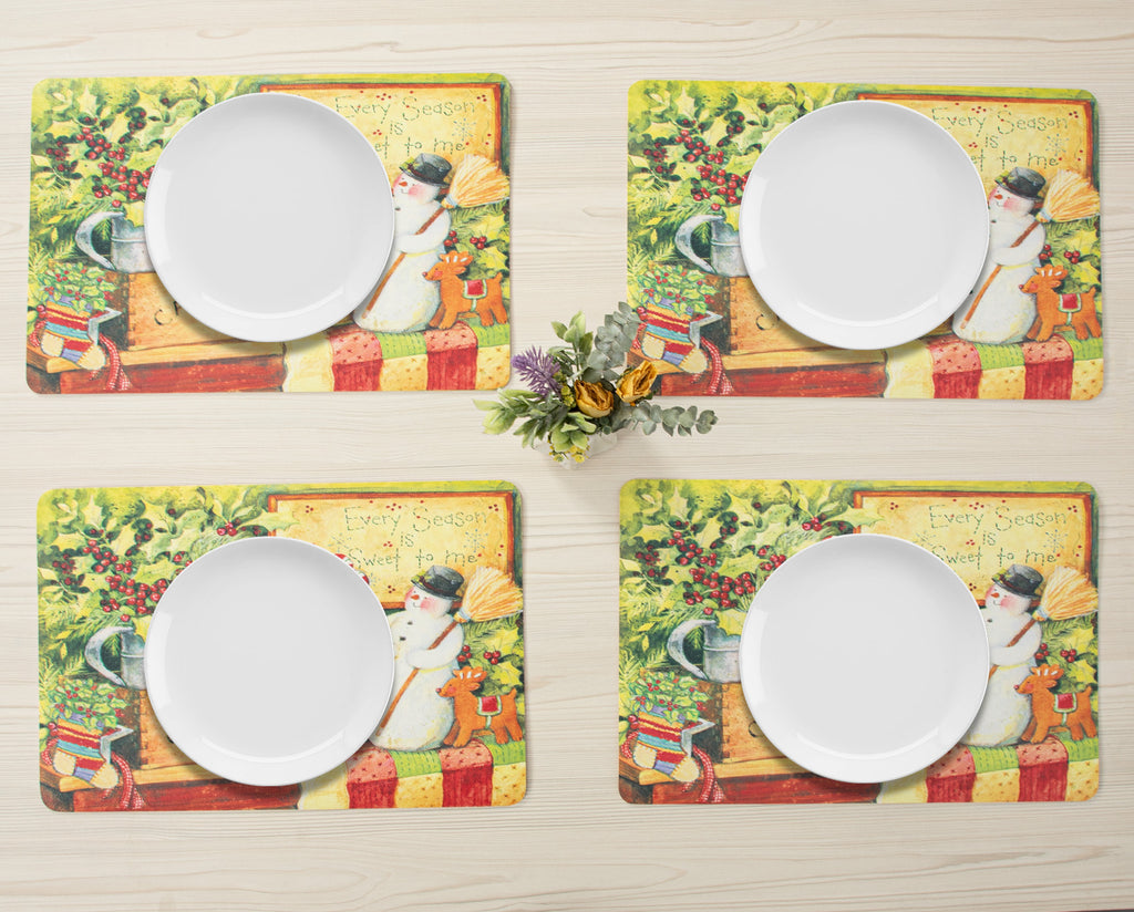 RAY STAR Set of 4 Foam Placemat Vintage Christmas Sweet Season