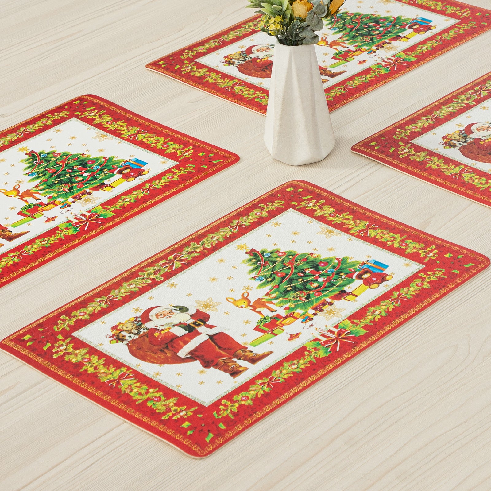 RAY STAR Set of 4 Foam Placemat Classic Santa Christmas