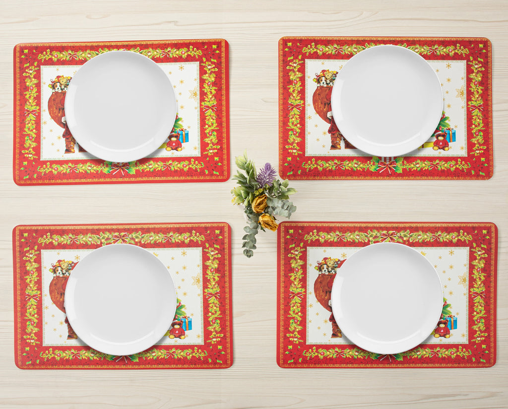 RAY STAR Set of 4 Foam Placemat Classic Santa Christmas