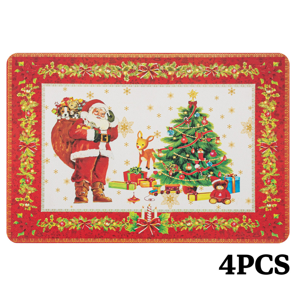 RAY STAR Set of 4 Foam Placemat Classic Santa Christmas