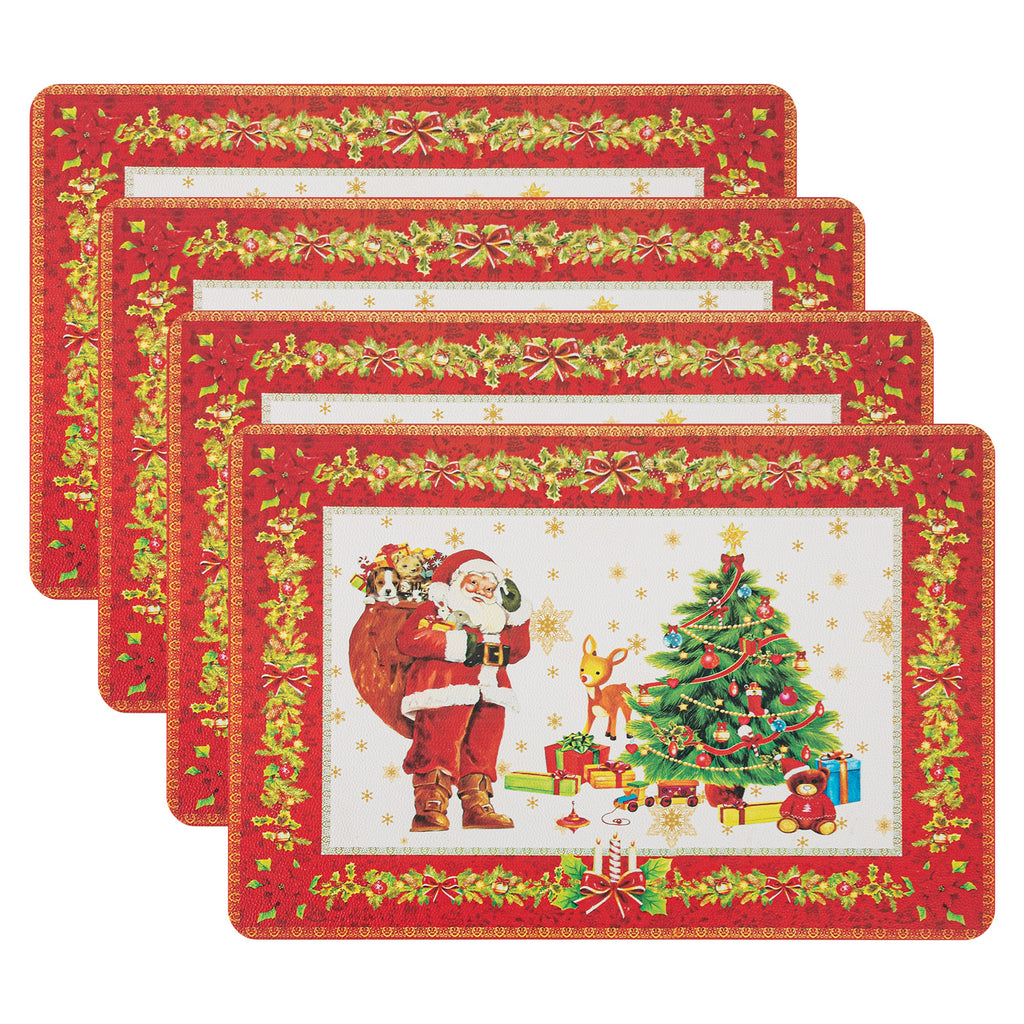 RAY STAR Set of 4 Foam Placemat Classic Santa Christmas