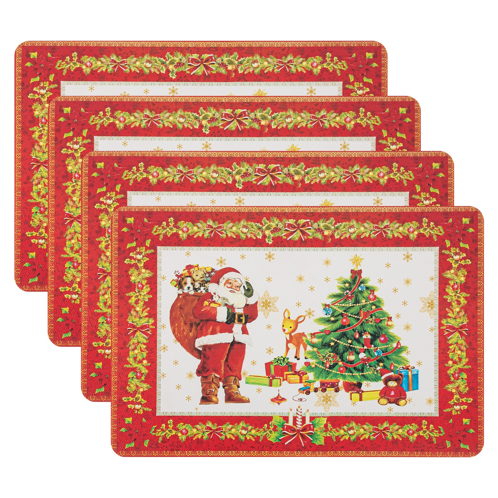 RAY STAR Set of 4 Foam Placemat Classic Santa Christmas