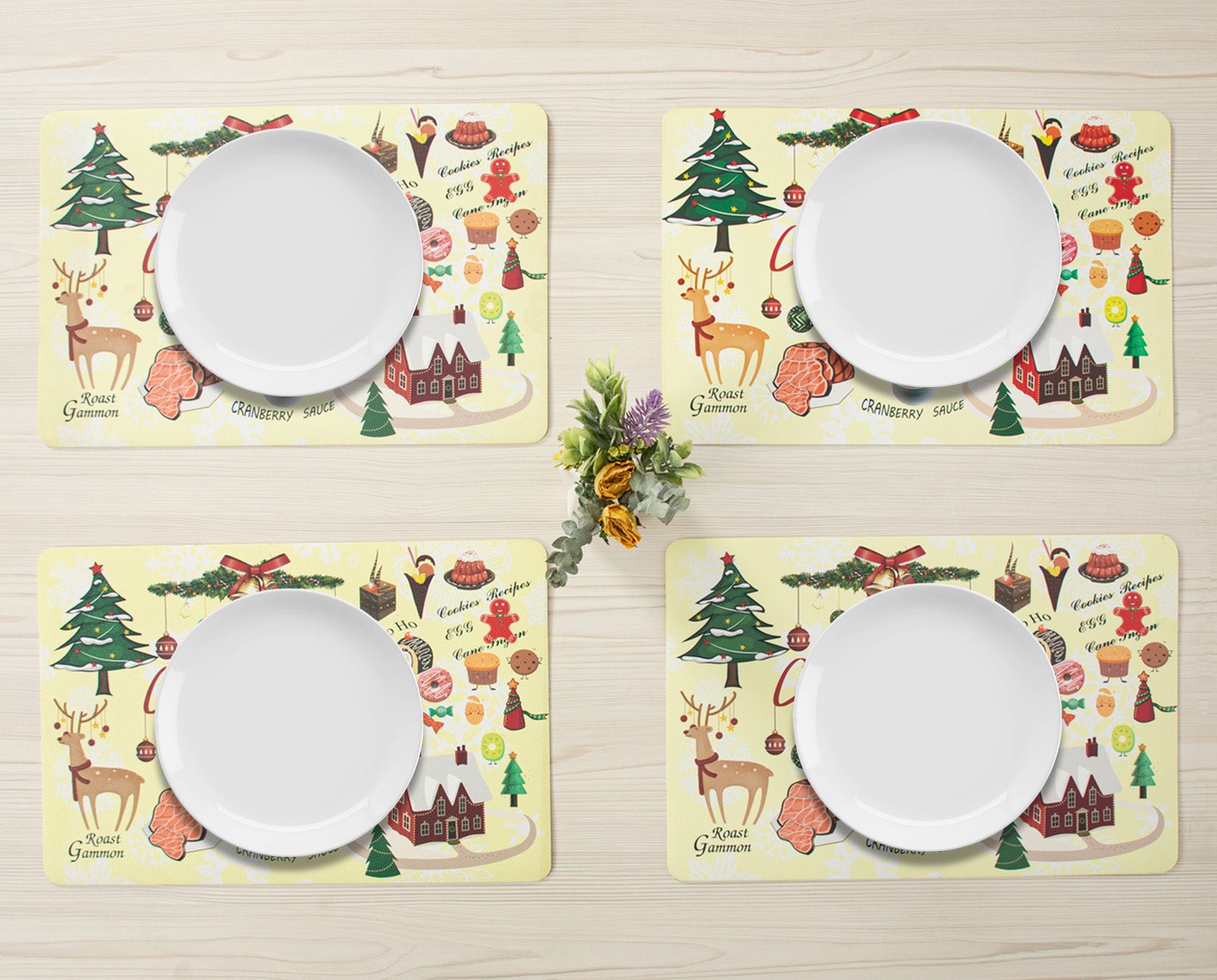 RAY STAR Set of 4 Foam Placemat Christmas Feast