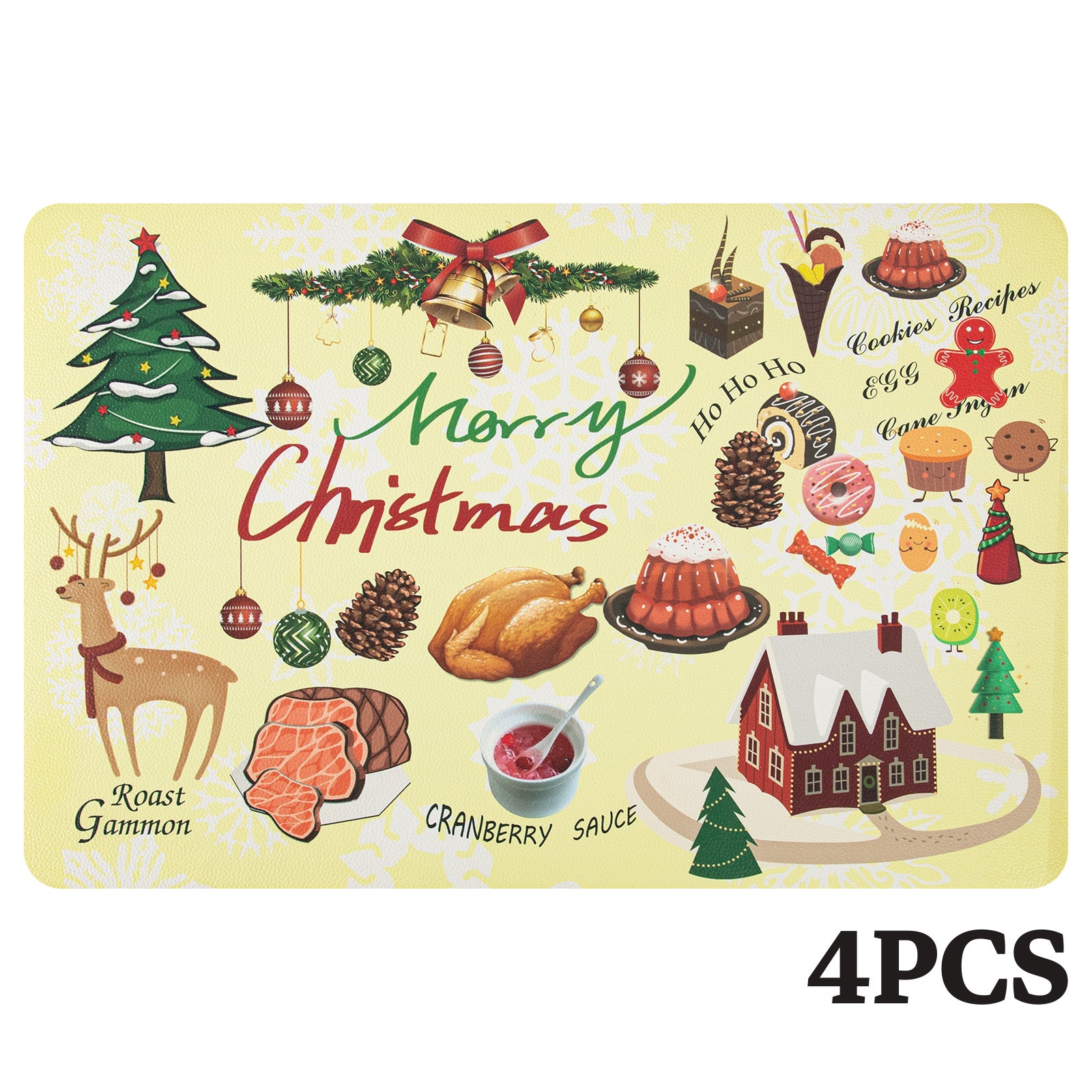RAY STAR Set of 4 Foam Placemat Christmas Feast