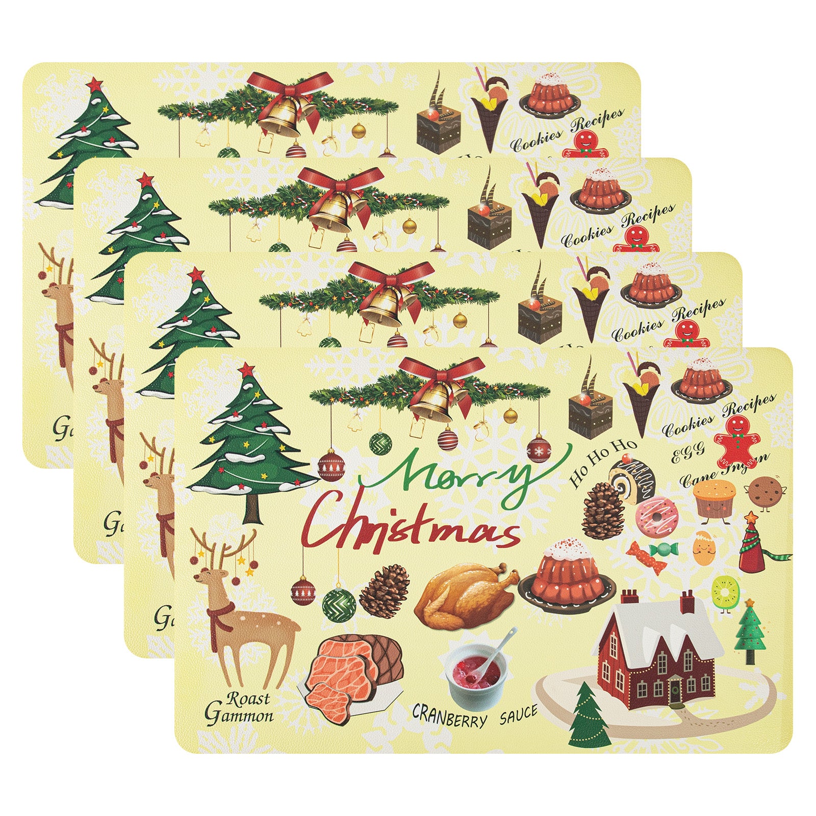RAY STAR Set of 4 Foam Placemat Christmas Feast