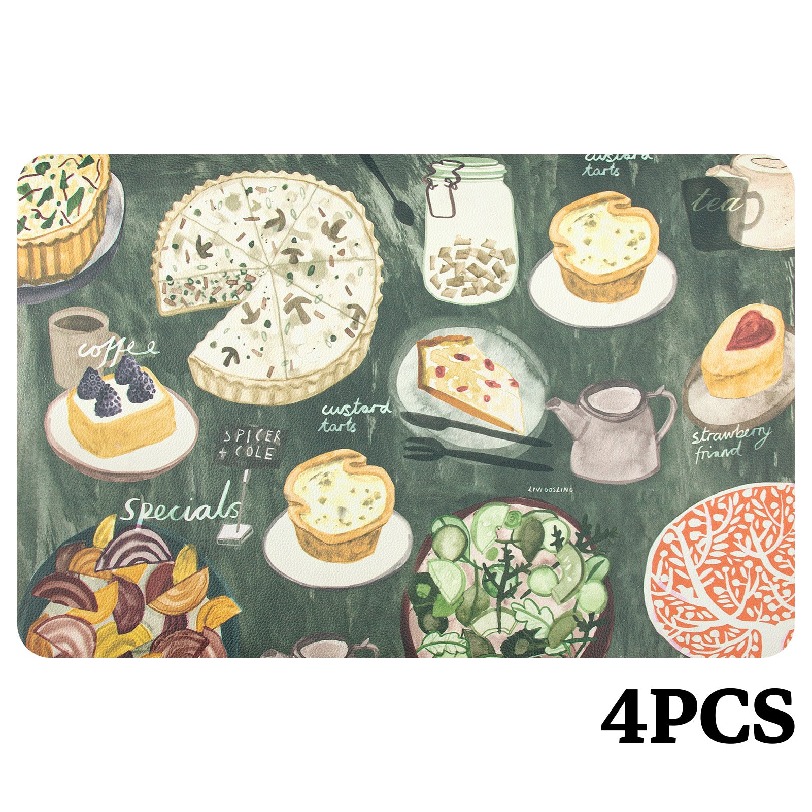 RAY STAR Set of 4 Foam Placemat Café-Style Savory & Sweet