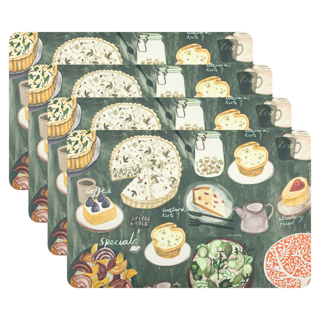 RAY STAR Set of 4 Foam Placemat Café-Style Savory & Sweet