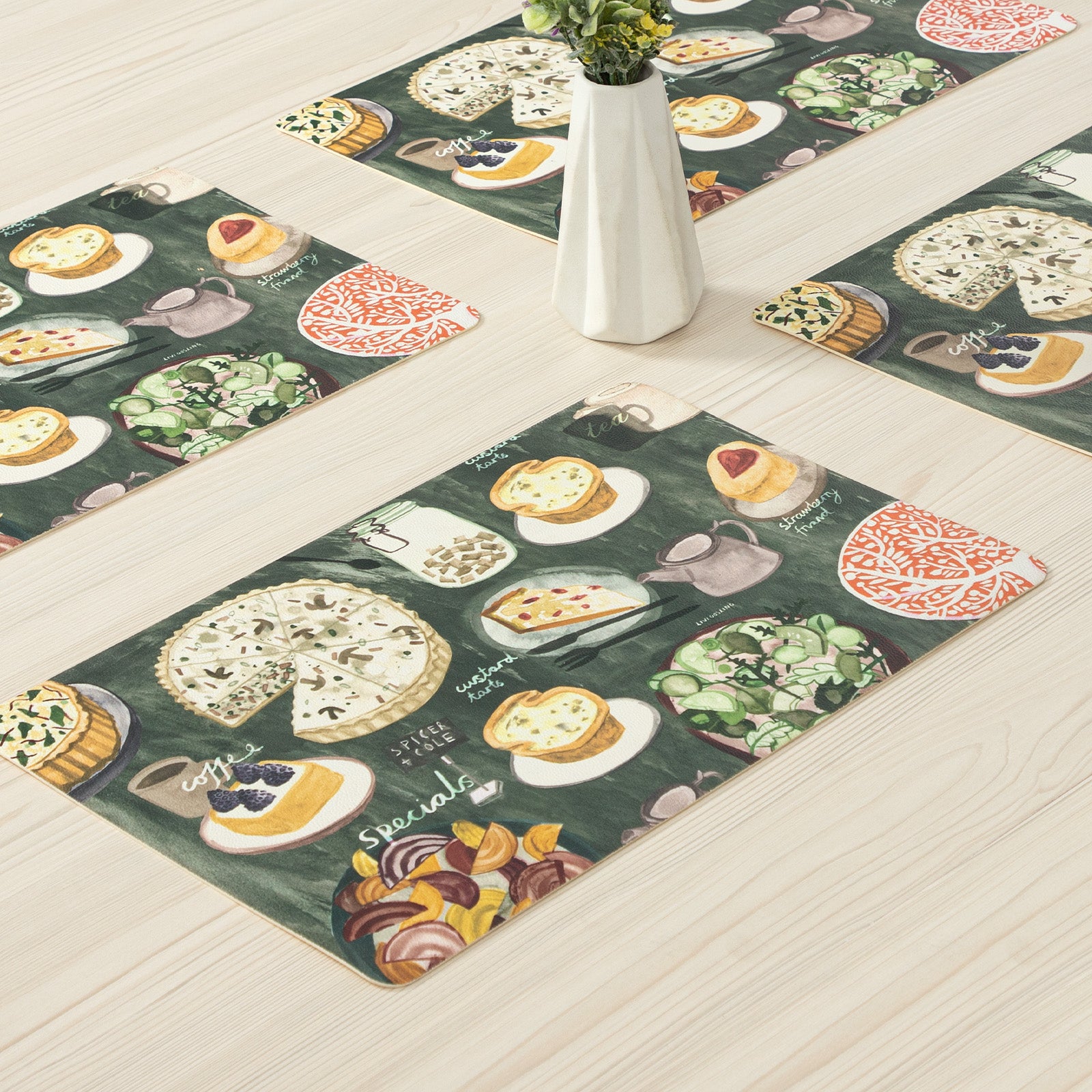 RAY STAR Set of 4 Foam Placemat Café-Style Savory & Sweet