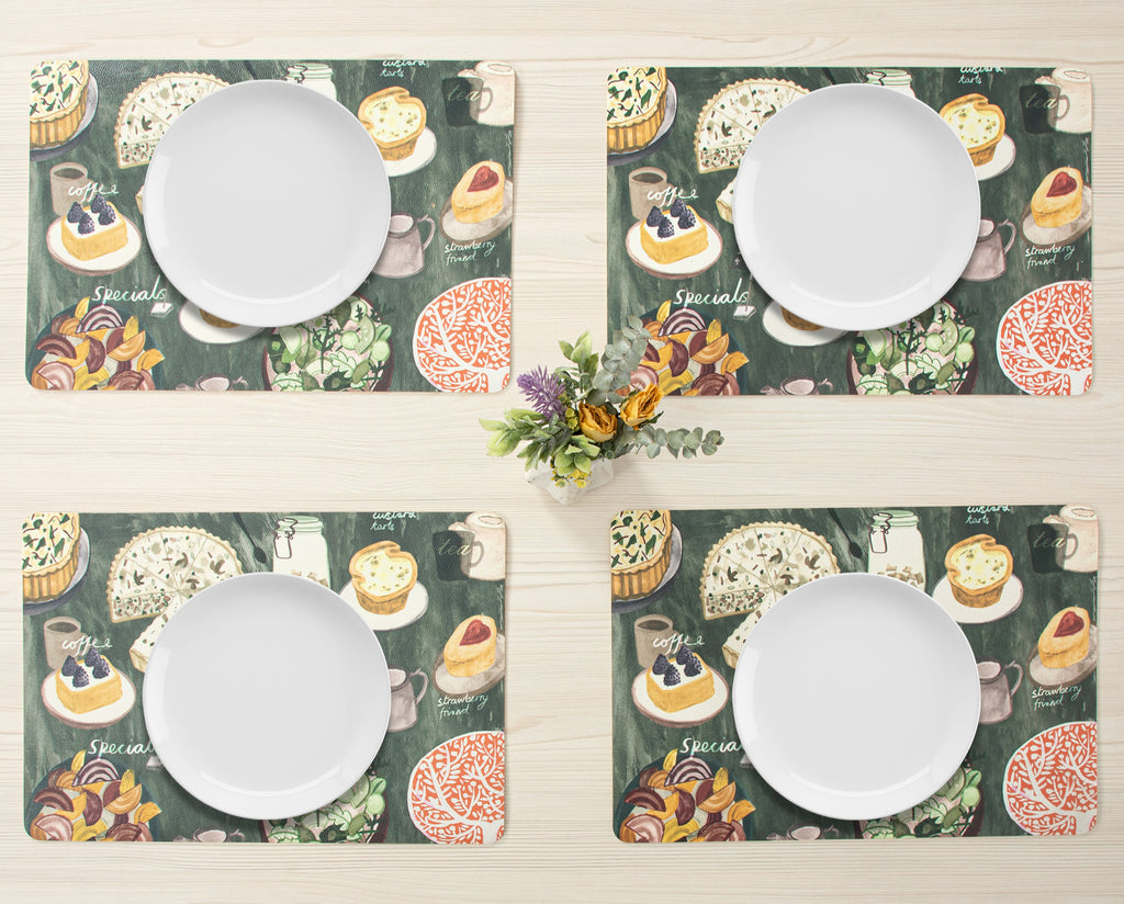 RAY STAR Set of 4 Foam Placemat Café-Style Savory & Sweet