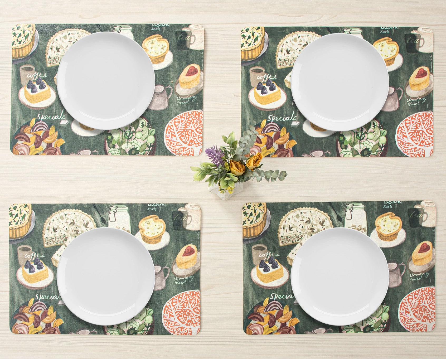 RAY STAR Set of 4 Foam Placemat Café-Style Savory & Sweet