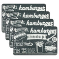 RAY STAR Set of 4 Foam Placemat Retro Fast Food Chalkboard