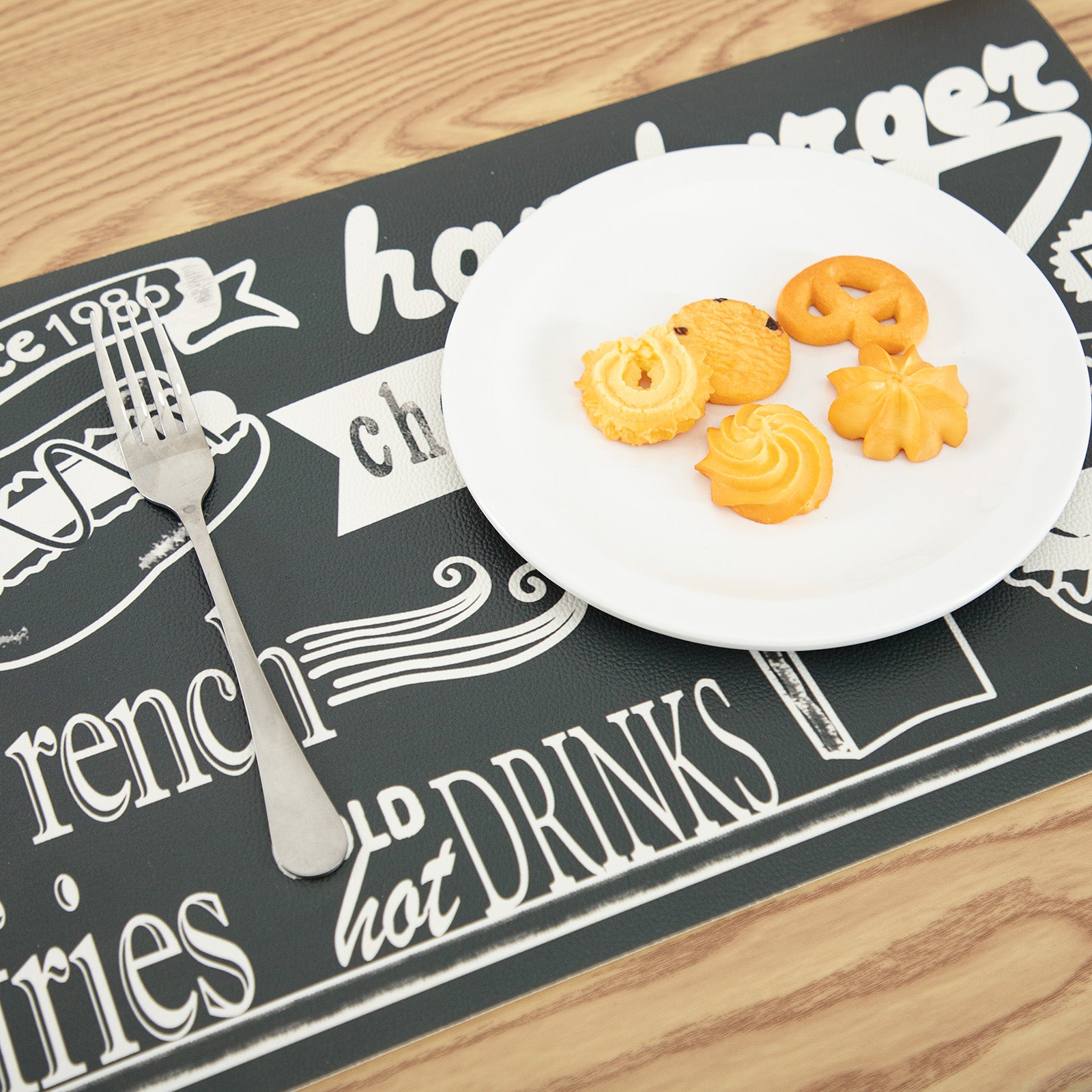 RAY STAR Set of 4 Foam Placemat Retro Fast Food Chalkboard