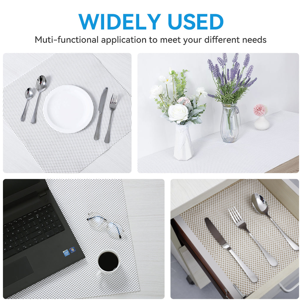 RAY STAR Premium White Drawer and Shelf Liner, Strong Grip, Non Adhesive Easiest Install Mat, for Kitchen Cabinets, Drawers, Cupboards and Bathroom Shelves