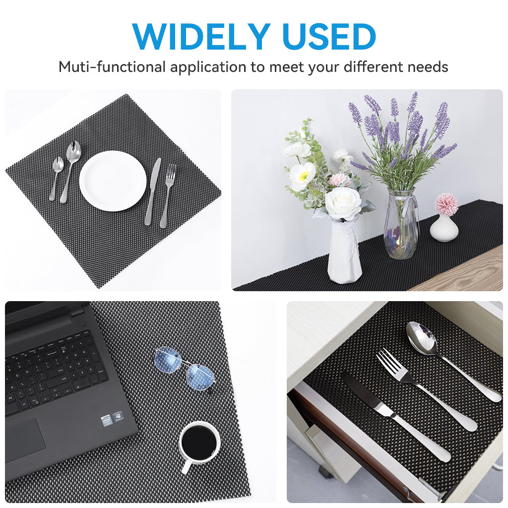 RAY STAR Premium Black Drawer and Shelf Liner, Strong Grip, Non Adhesive Easiest Install Mat, for Kitchen Cabinets, Drawers, Cupboards and Bathroom Shelves