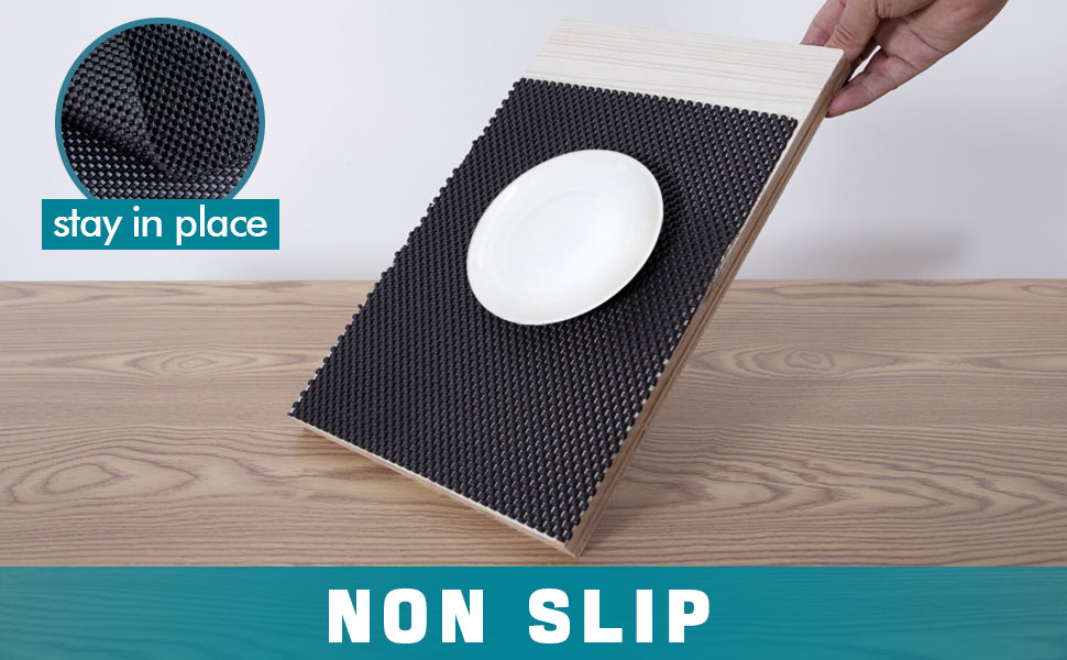 RAY STAR Premium Black Drawer and Shelf Liner, Strong Grip, Non Adhesive Easiest Install Mat, for Kitchen Cabinets, Drawers, Cupboards and Bathroom Shelves