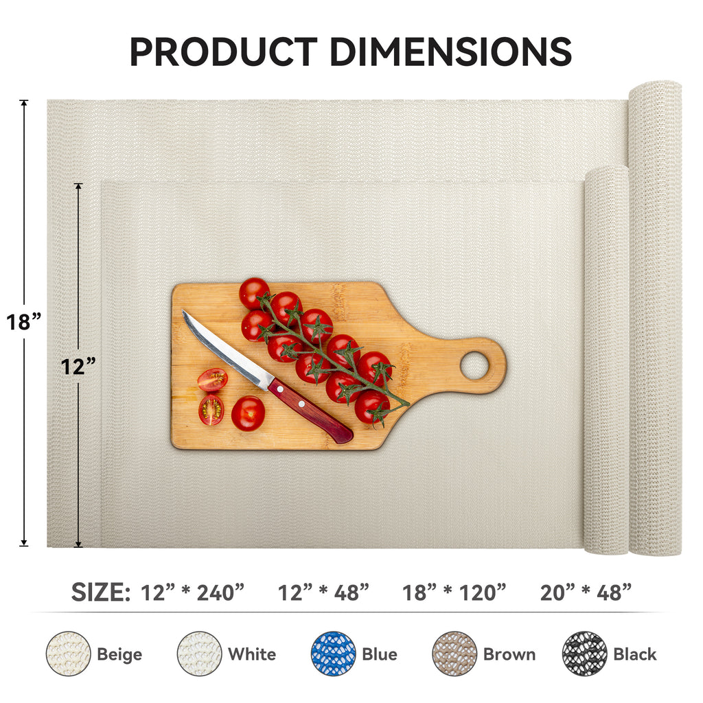 RAY STAR Light Beige Drawer and Shelf Liner, Strong Grip, Non Adhesive Easiest Install Mat, for Kitchen Cabinets, Drawers, Cupboards and Bathroom Shelves