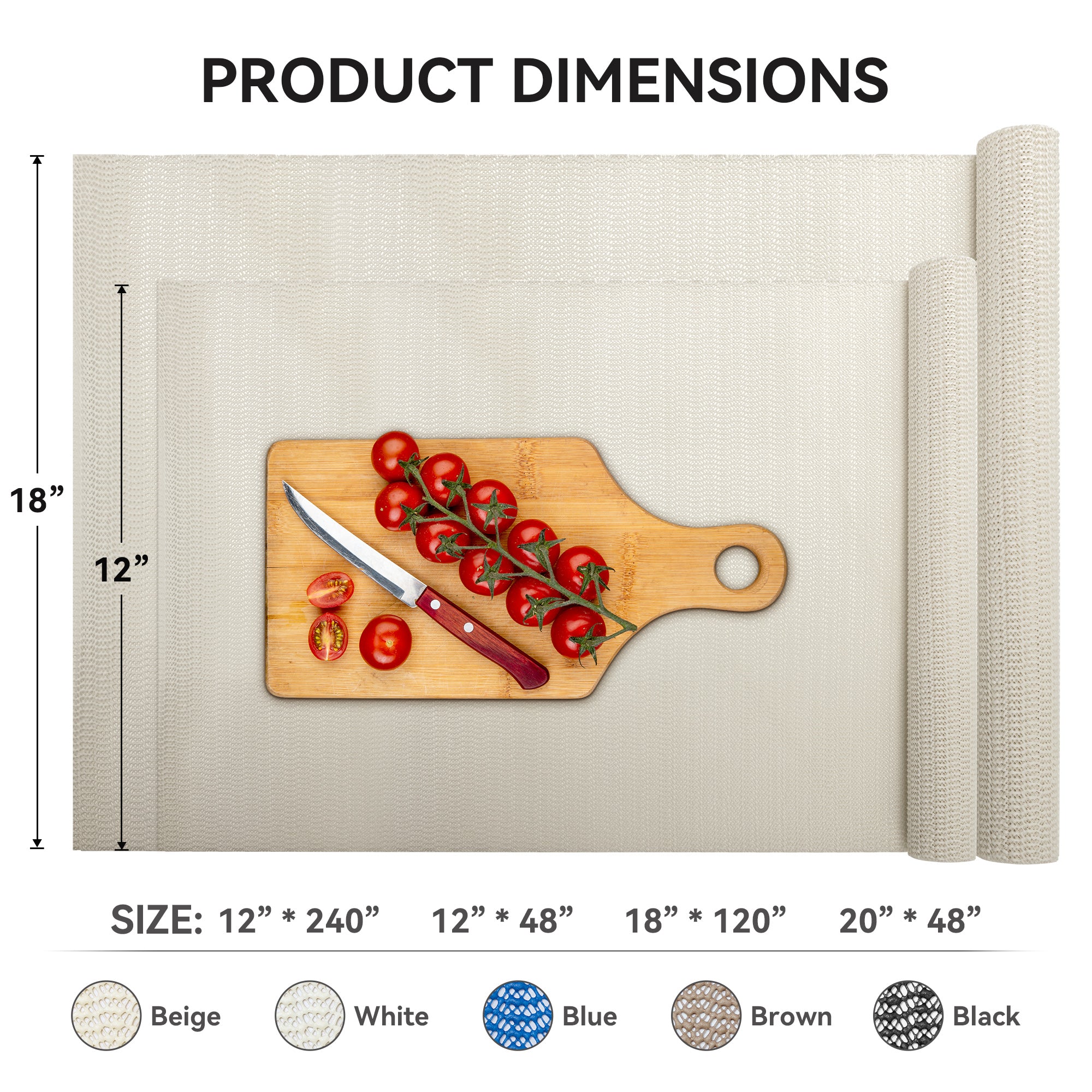 RAY STAR Light Beige Drawer and Shelf Liner, Strong Grip, Non Adhesive Easiest Install Mat, for Kitchen Cabinets, Drawers, Cupboards and Bathroom Shelves