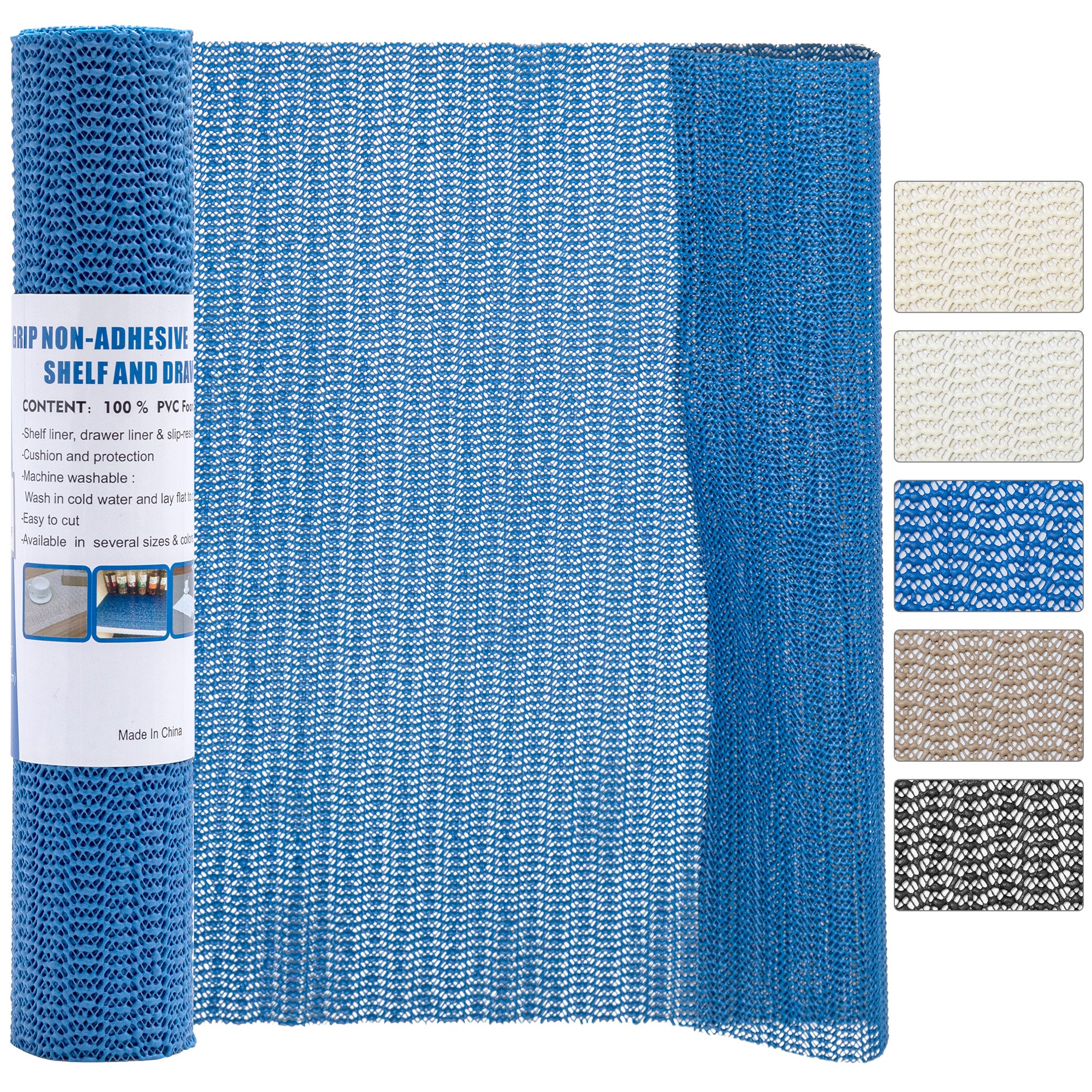 RAY STAR Blue Drawer and Shelf Liner, Strong Grip, Non Adhesive Easiest Install Mat, for Kitchen Cabinets, Drawers, Cupboards and Bathroom Shelves