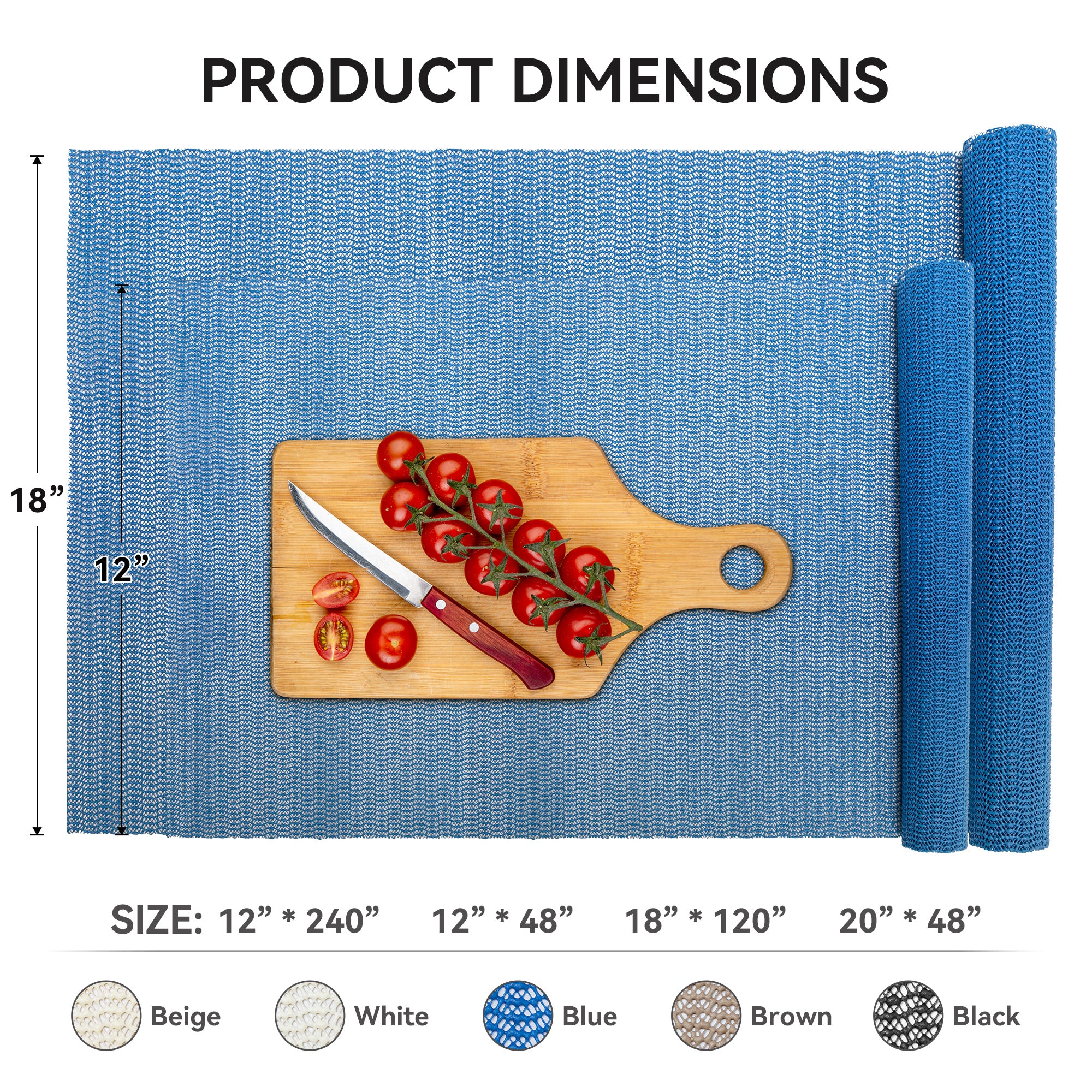 RAY STAR Blue Drawer and Shelf Liner, Strong Grip, Non Adhesive Easiest Install Mat, for Kitchen Cabinets, Drawers, Cupboards and Bathroom Shelves