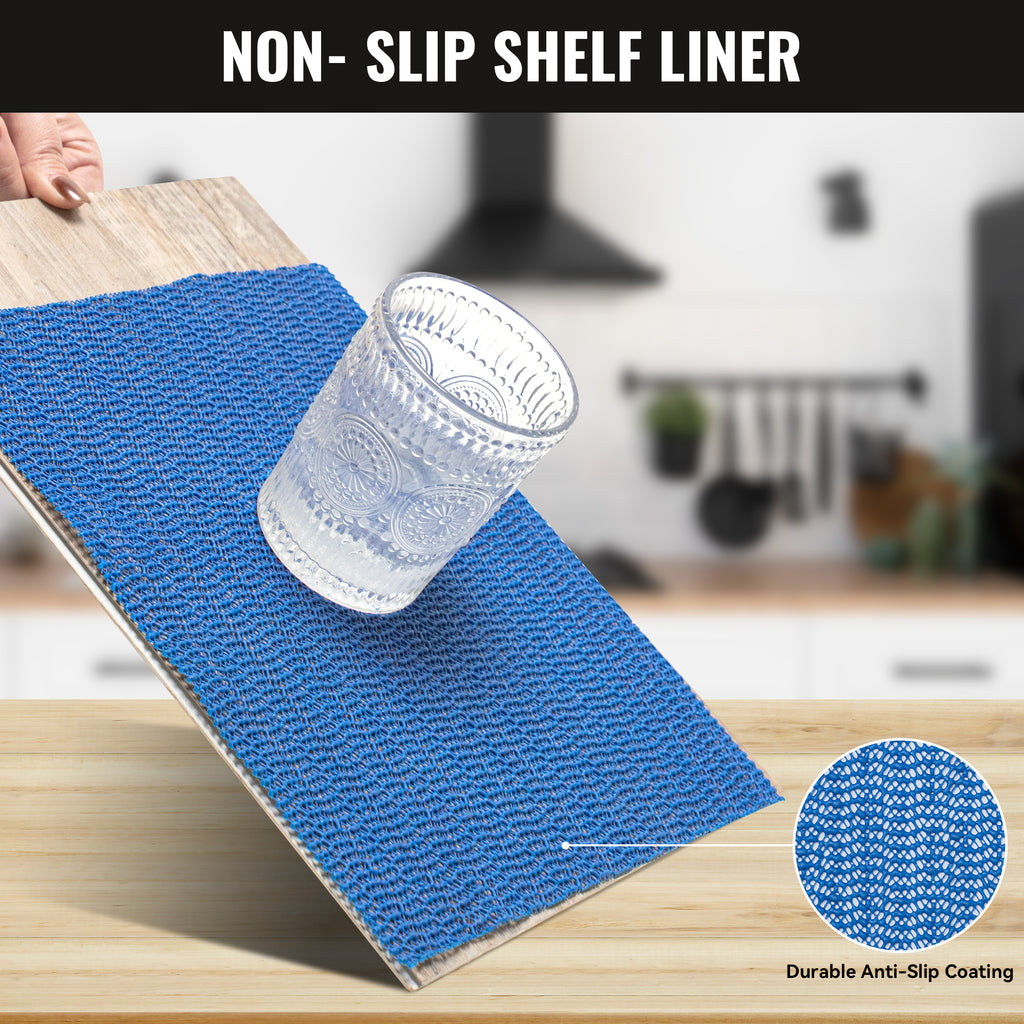 RAY STAR Blue Drawer and Shelf Liner, Strong Grip, Non Adhesive Easiest Install Mat, for Kitchen Cabinets, Drawers, Cupboards and Bathroom Shelves