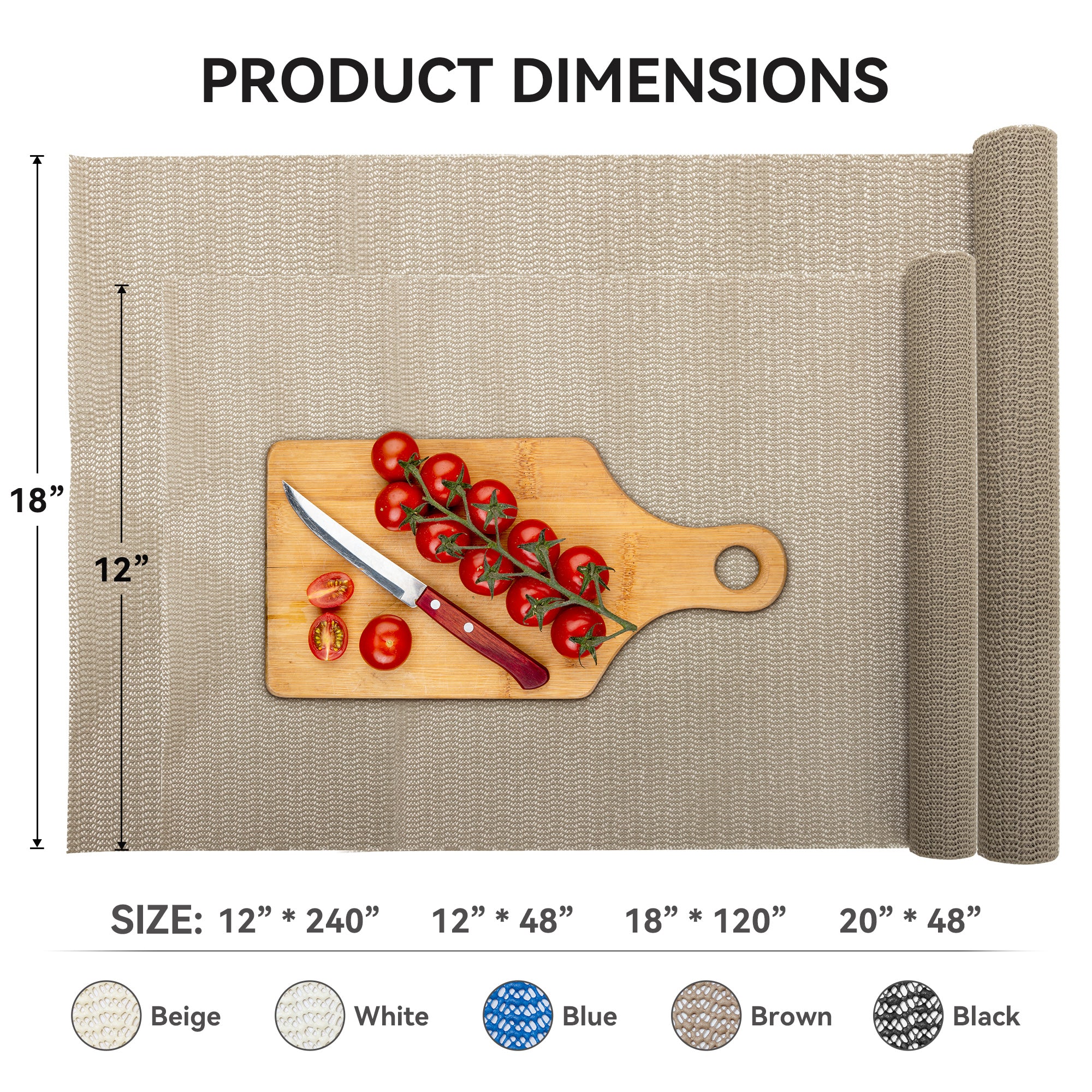 RAY STAR Taupe Drawer and Shelf Liner, Strong Grip, Non Adhesive Easiest Install Mat, for Kitchen Cabinets, Drawers, Cupboards and Bathroom Shelves