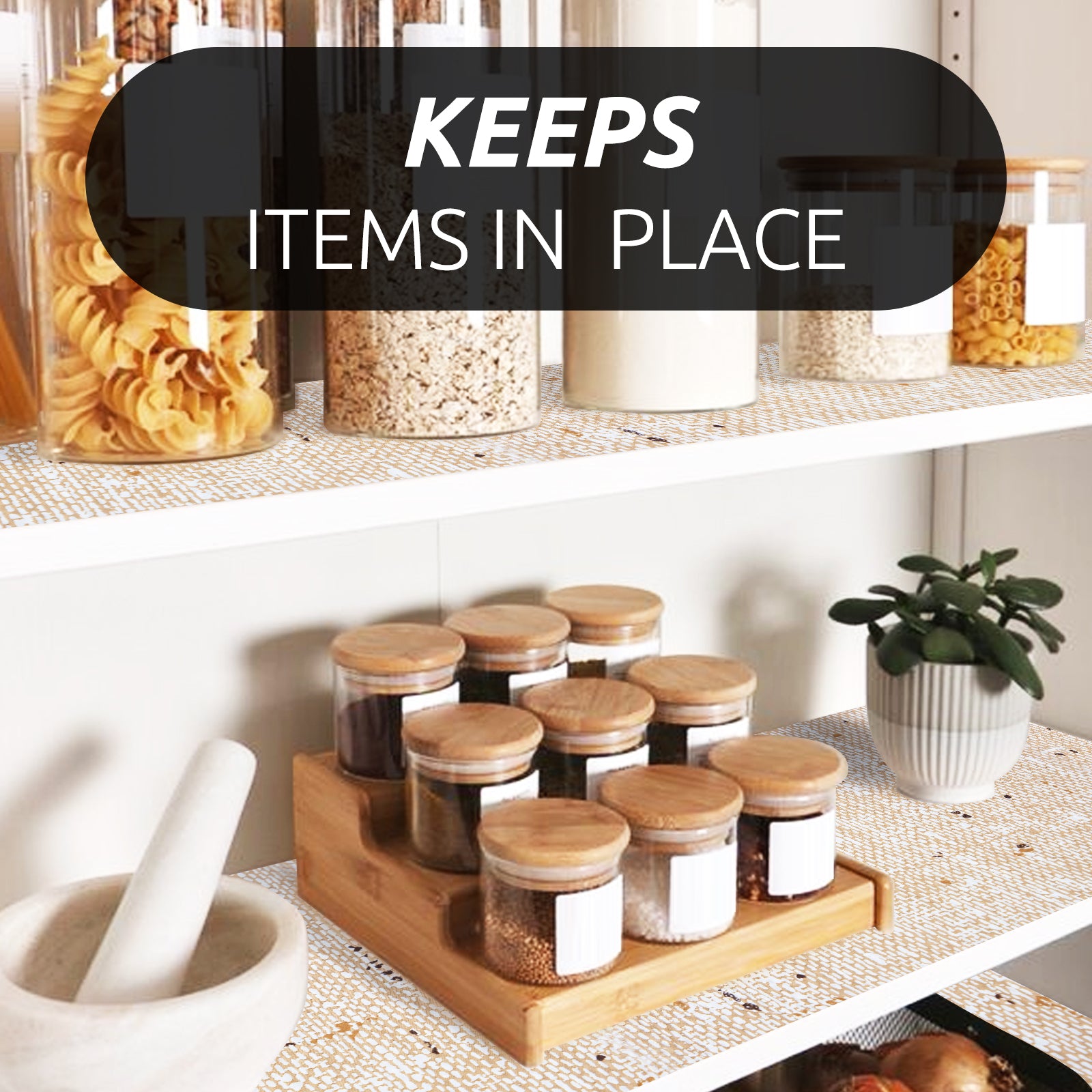 RAY STAR Golden Design Grip Shelf Liner Non Adhesive, Strong Grip Bottom, Easy Clean Kitchen Drawer, Cabinet, Cupboard Dresser Protector Cover, Non Slip Mat (Beige)