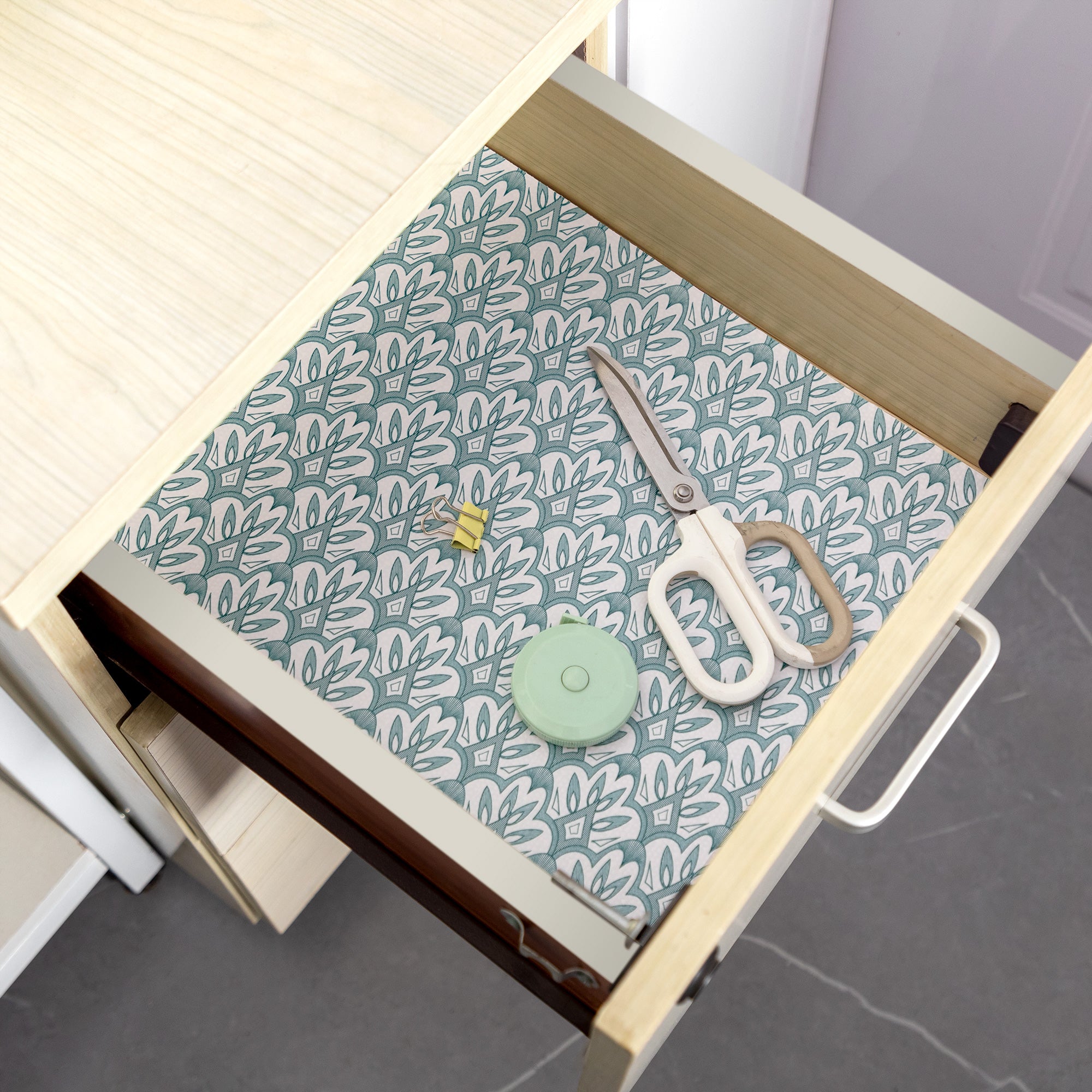 RAY STAR Grip Shelf Liner Non Adhesive, Easy Clean Kitchen Drawer, Cabinet, Cupboard Dresser Protector Cover（Blue pattern)