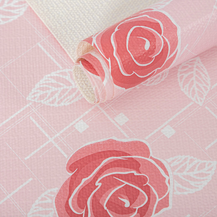 RAY STAR Shelf Liner for Kitchen Cabinets, PVC Drawer Liner for Dresser Non-Slip Bathroom, Non-Adhesive Cabinet Liner Washable (Red Rose)
