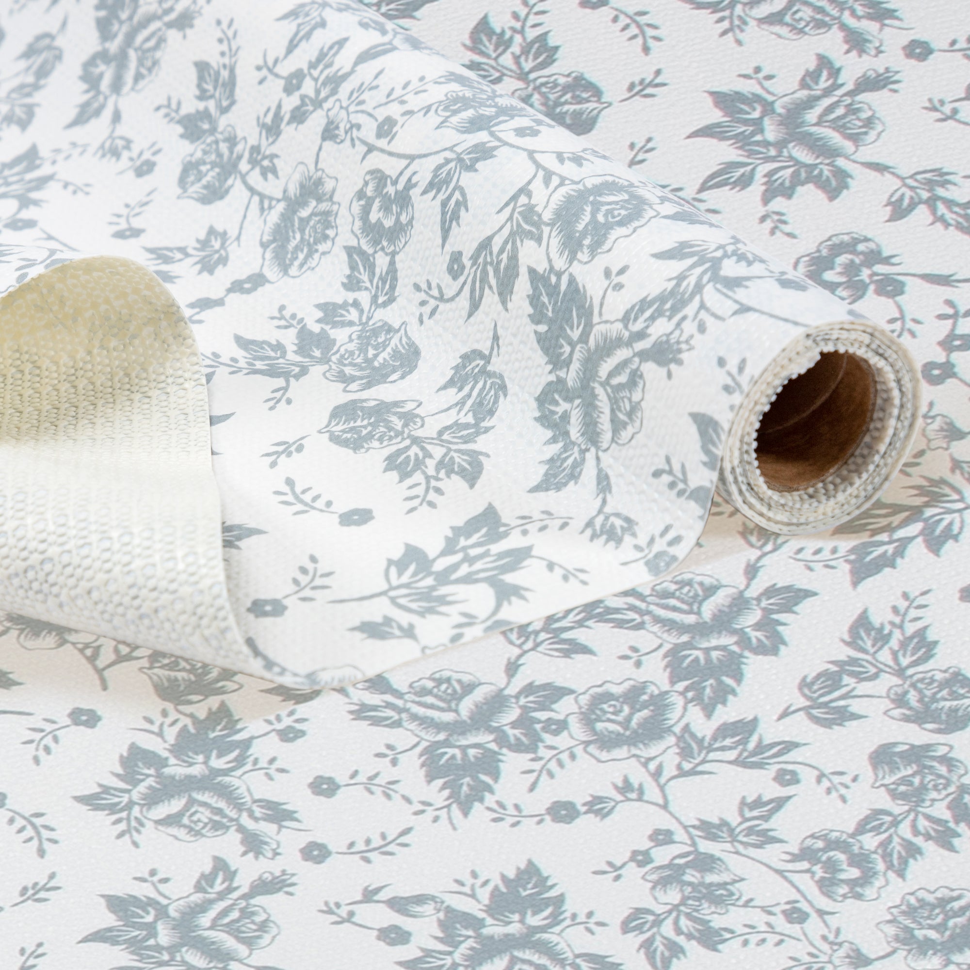 RAY STAR Grip Shelf Liner Non Adhesive, Easy Clean Kitchen Drawer, Cabinet, Cupboard Dresser Protector Cover（Grey flower)