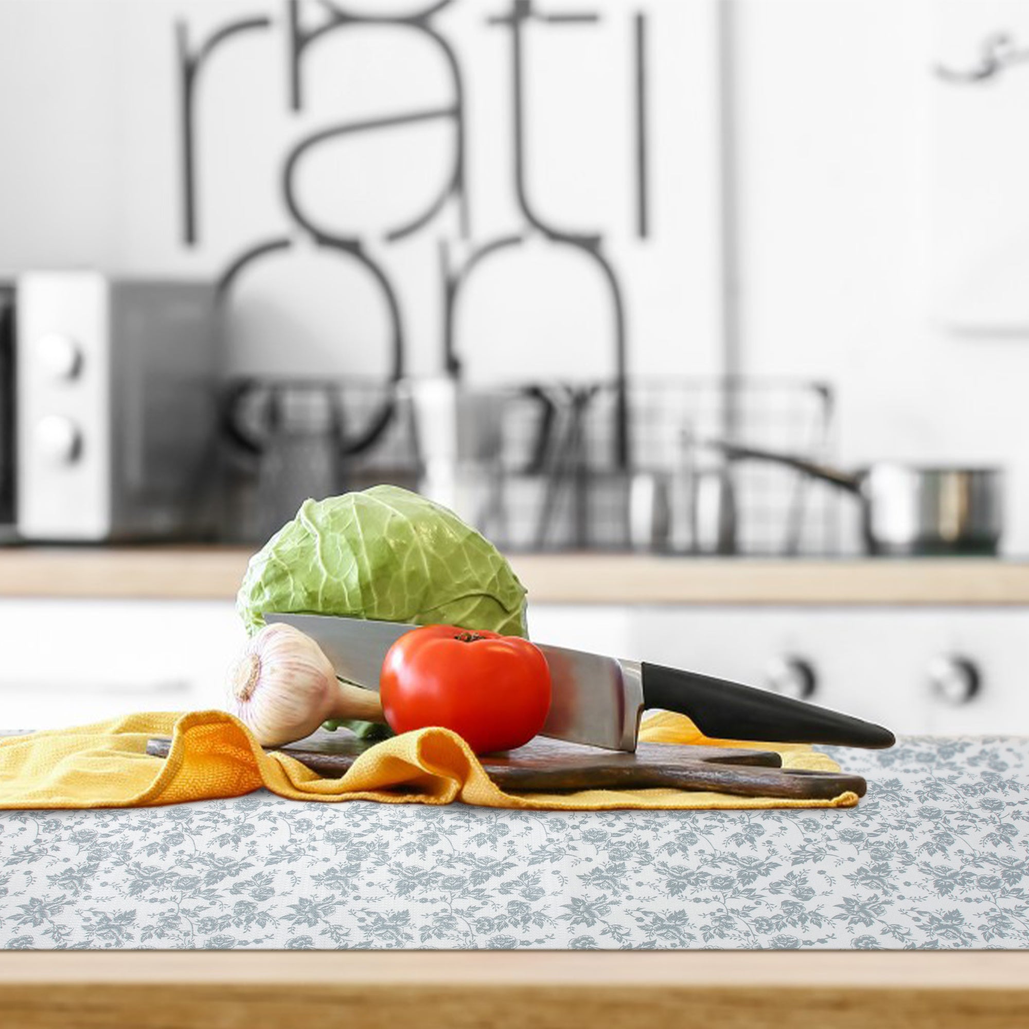 RAY STAR Grip Shelf Liner Non Adhesive, Easy Clean Kitchen Drawer, Cabinet, Cupboard Dresser Protector Cover（Grey flower)