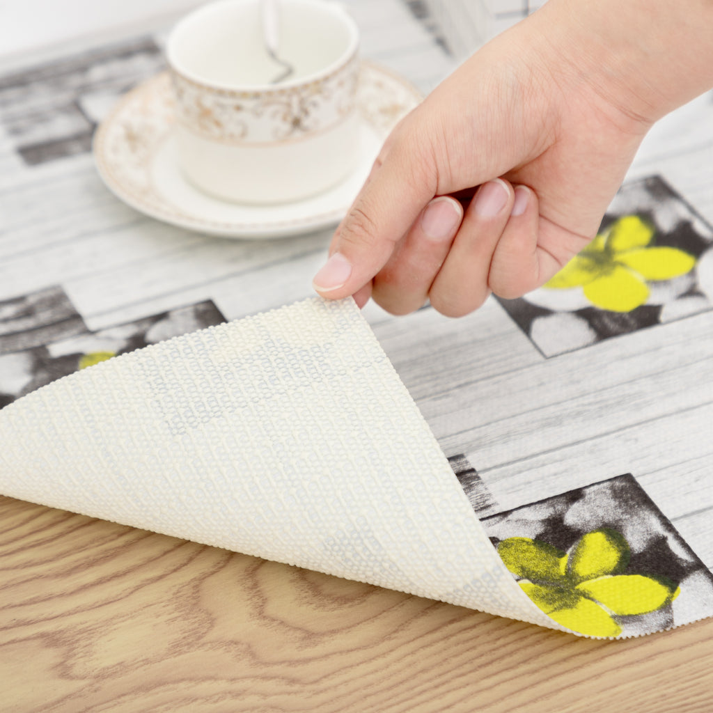 RAY STAR Grip Shelf Liner Non Adhesive, Easy Clean Kitchen Drawer, Cabinet, Cupboard Dresser Protector Cover（Cute little yellow flower)