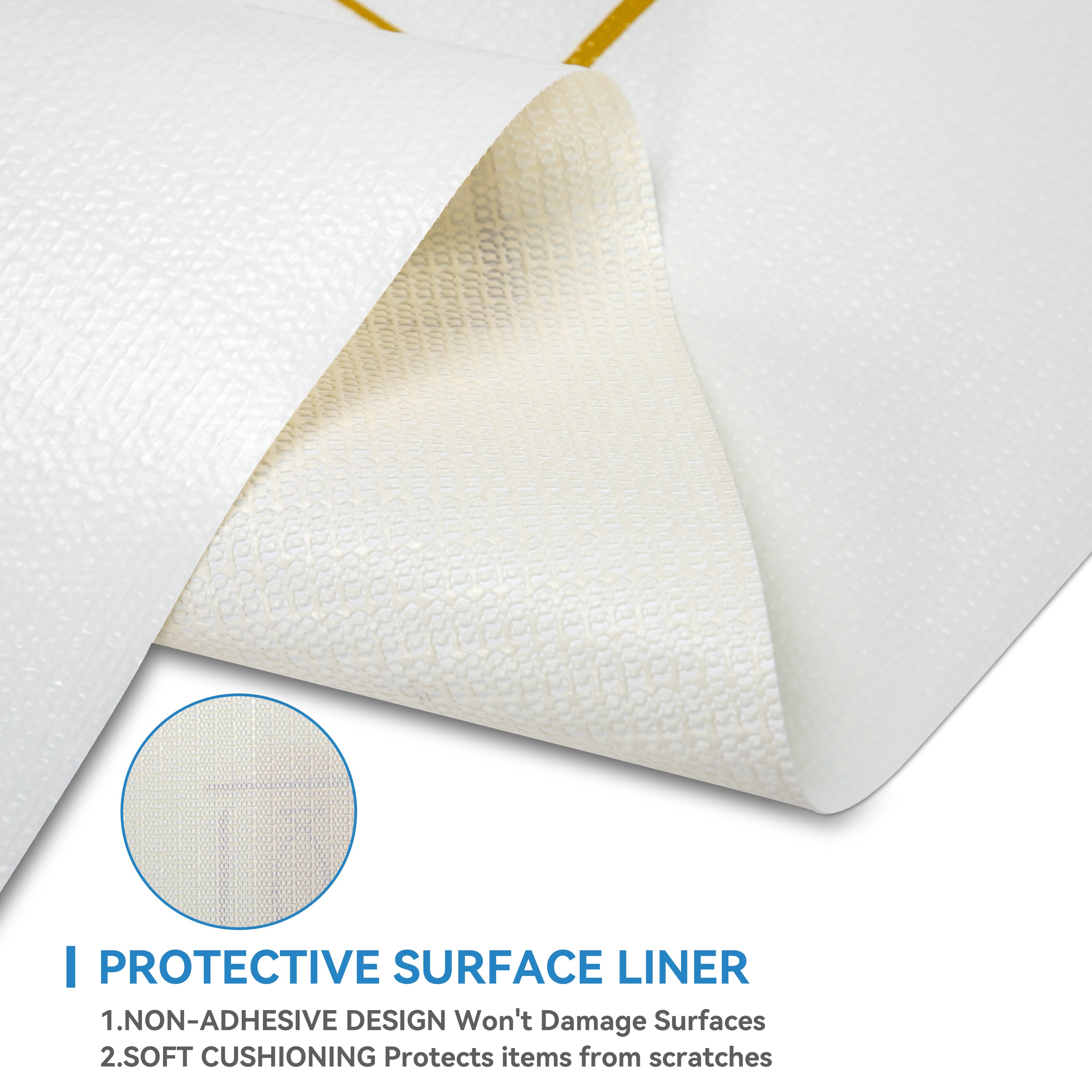 RAY STAR Grip Shelf Liner Non Adhesive, Easy Clean Kitchen Drawer, Cabinet, Cupboard Dresser Protector Cover（Yellow Ocean Elements)