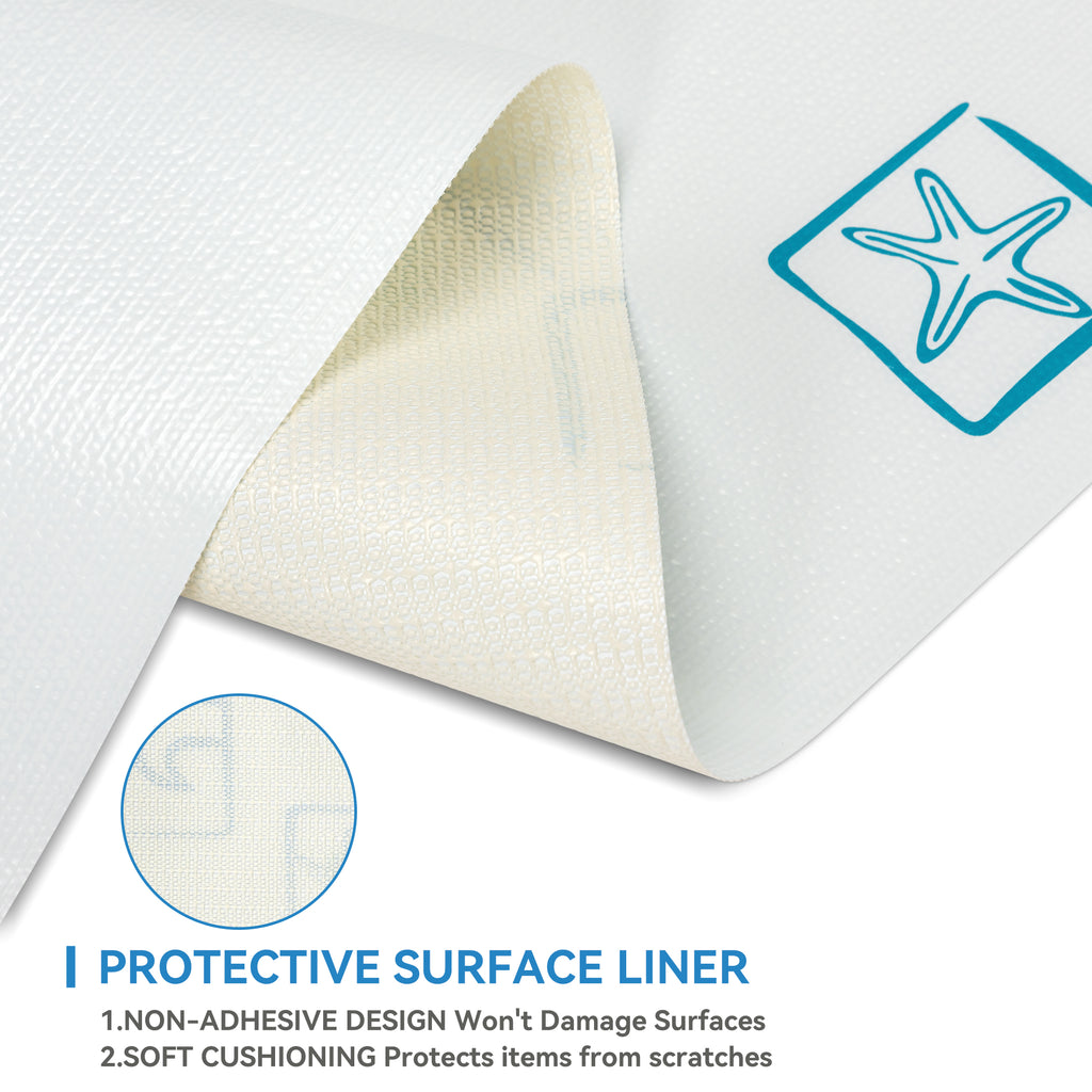 RAY STAR Grip Shelf Liner Non Adhesive, Easy Clean Kitchen Drawer, Cabinet, Cupboard Dresser Protector Cover（Green Ocean Elements)
