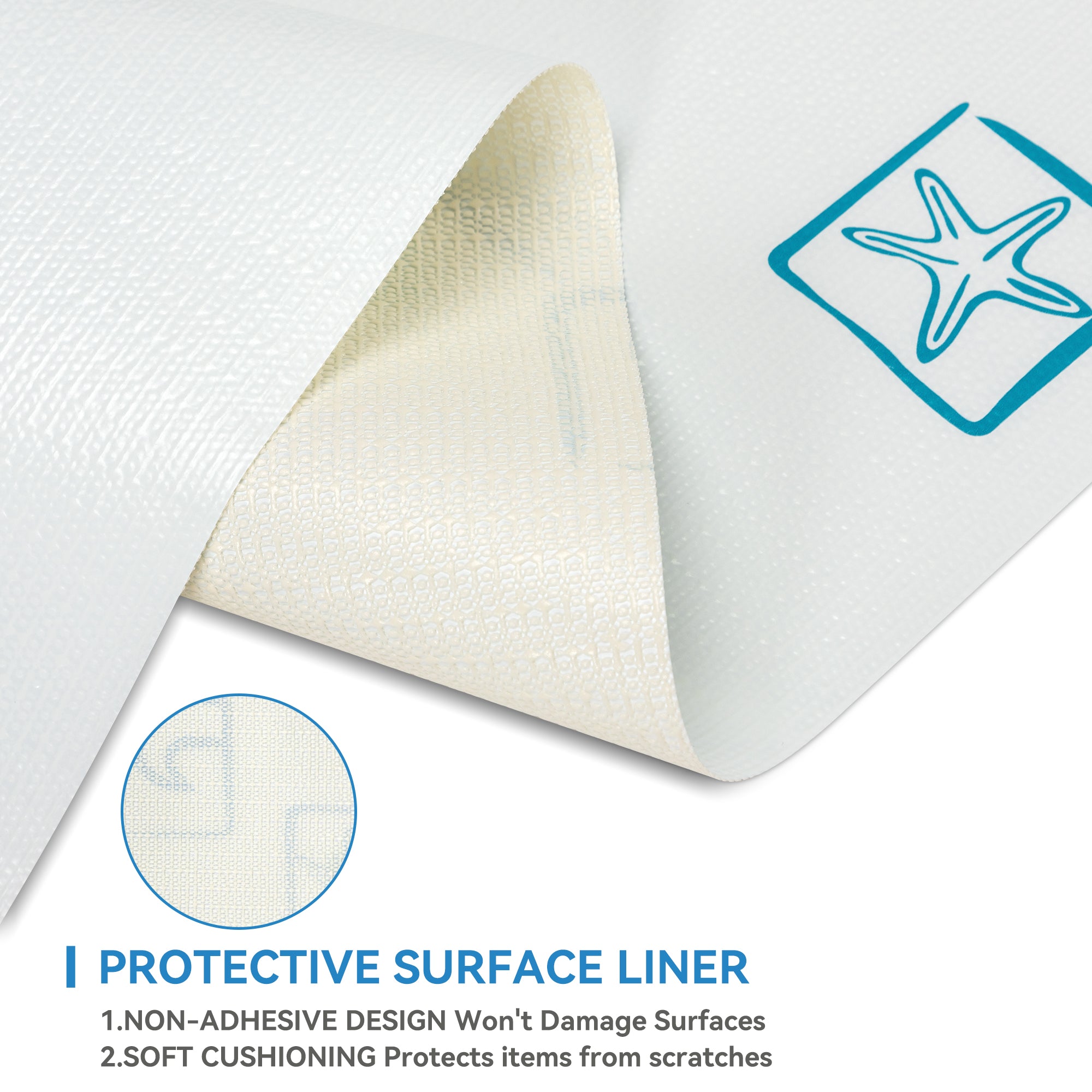 RAY STAR Grip Shelf Liner Non Adhesive, Easy Clean Kitchen Drawer, Cabinet, Cupboard Dresser Protector Cover（Green Ocean Elements)