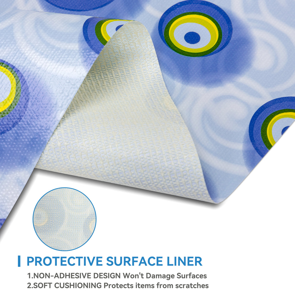 RAY STAR Grip Shelf Liner Non Adhesive, Easy Clean Kitchen Drawer, Cabinet, Cupboard Dresser Protector Cover（Blue circle)