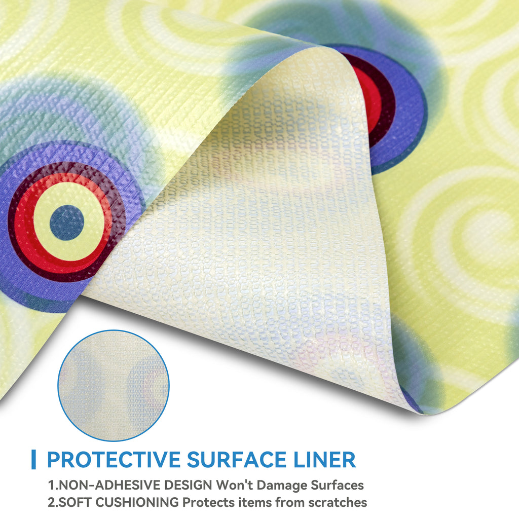 RAY STAR Grip Shelf Liner Non Adhesive, Easy Clean Kitchen Drawer, Cabinet, Cupboard Dresser Protector Cover（Green circle)