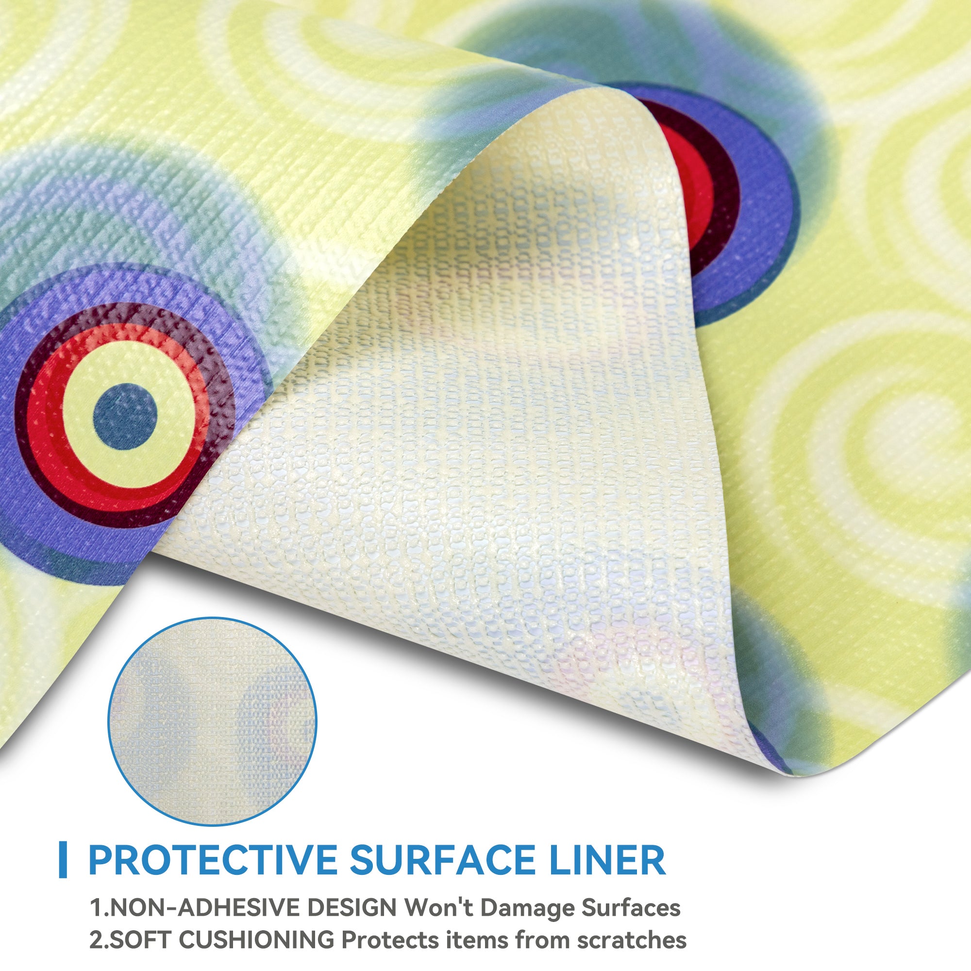 RAY STAR Grip Shelf Liner Non Adhesive, Easy Clean Kitchen Drawer, Cabinet, Cupboard Dresser Protector Cover（Green circle)