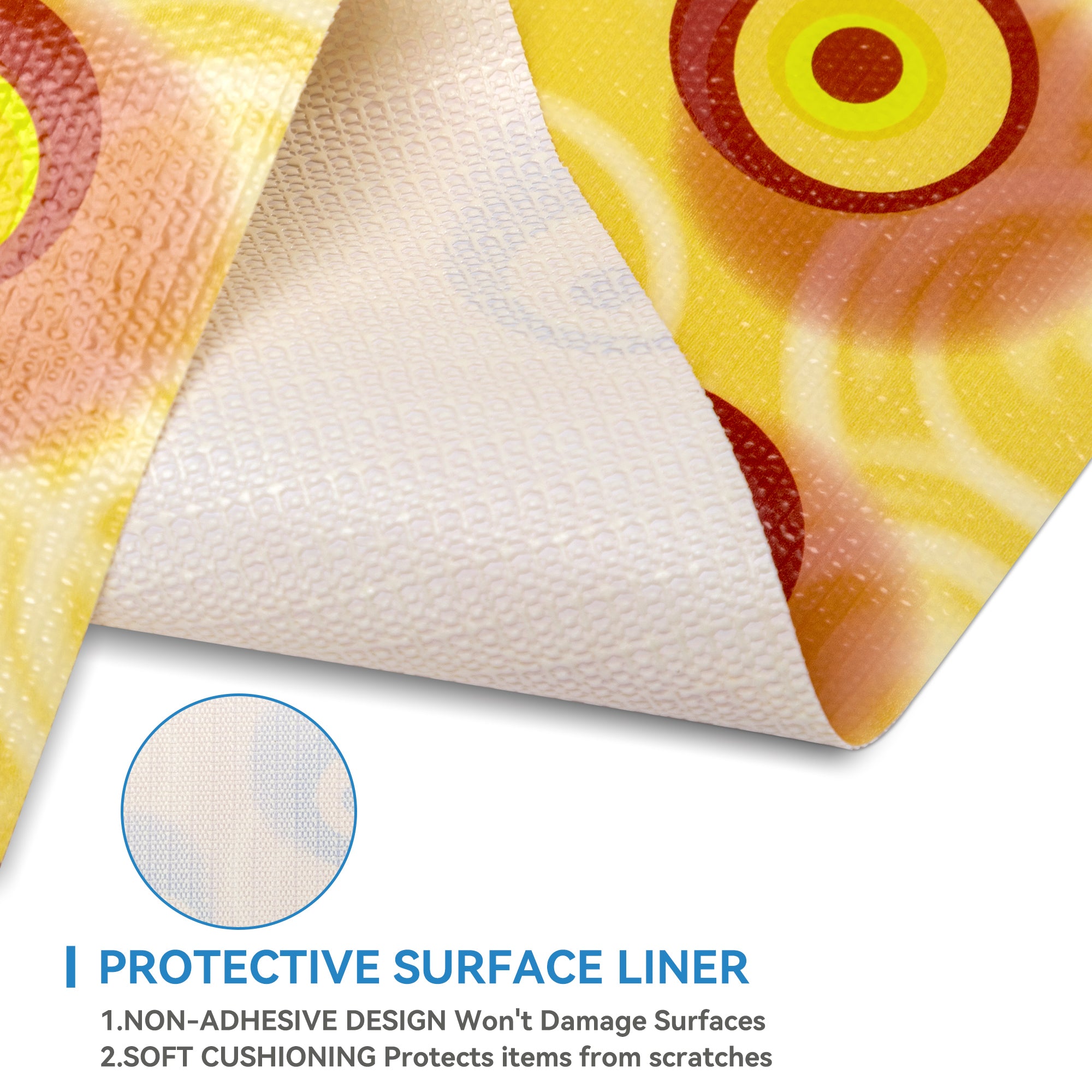 RAY STAR Grip Shelf Liner Non Adhesive, Easy Clean Kitchen Drawer, Cabinet, Cupboard Dresser Protector Cover（Yellow Brown circle)