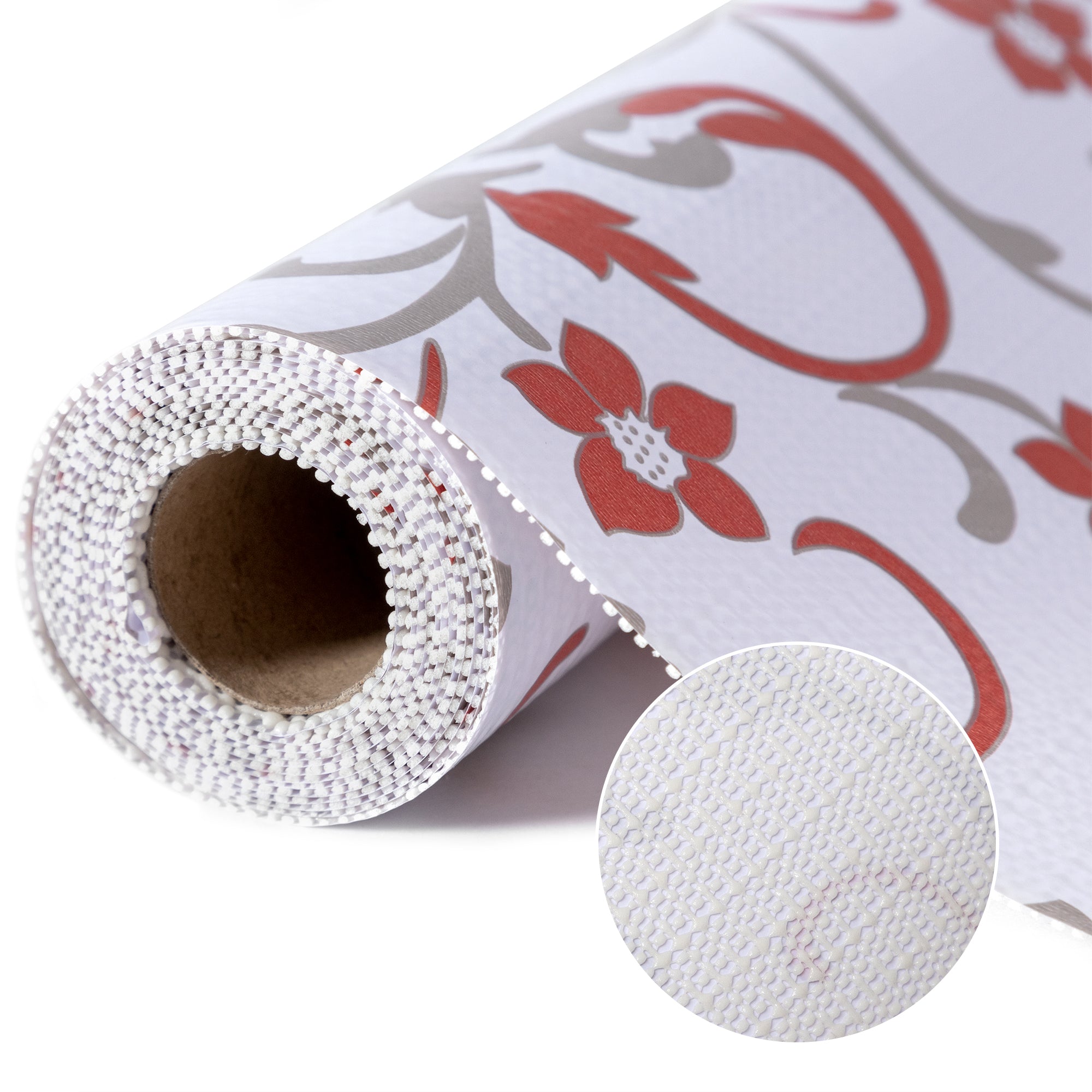 RAY STAR Grip Shelf Liner Non Adhesive, Easy Clean Kitchen Drawer, Cabinet, Cupboard Dresser Protector Cover（Red flower branches)